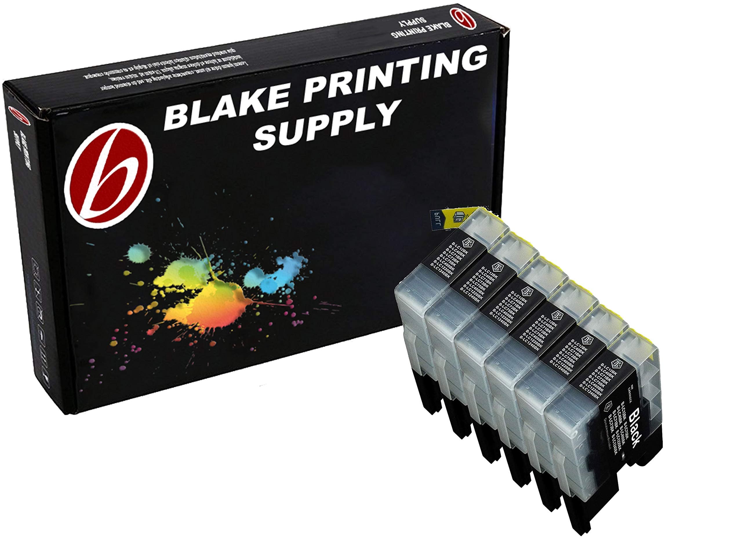 6 Pack Compatible with Brother LC-71 , LC-75 6 Black for use with Brother MFC-J280W, MFC-J425W, MFC-J430W, MFC-J435W, MFC-J5910DW, MFC-J625DW, MFC-J6510DW, MFC-J6710DW, MFC-J6910DW, MFC-J825DW, MFC-J835DW. Ink Cartridges for inkjet printers. LC-1240BK © Blake Printing Supply