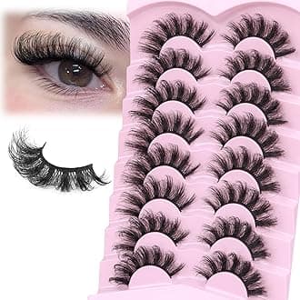 False Eyelashes Cat Eye Lashes Fluffy Faux Mink Lashes D Curl Thick False Lashes Soft Handmade Full Volume Lashes Pack by zanlufly