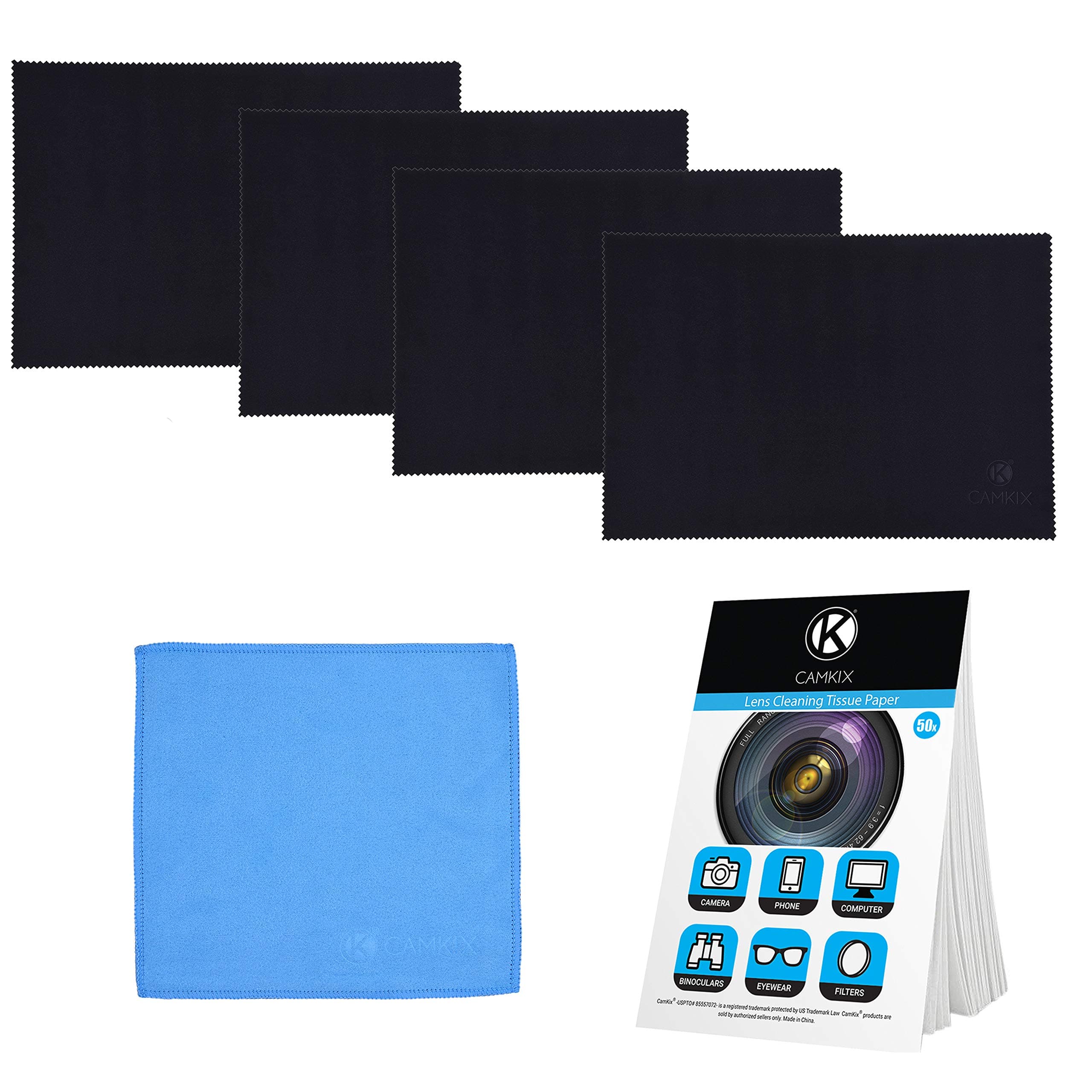 Microfiber Cover Cloth Cleaning Set - Compatible with 13” Apple Macbook Air Retina, 13" Macbook Pro - 4x Keyboard Liner Cloth, Double Sided Cloth and 1x Lens Cleaning Paper Tissue Booklet[Amazon-developed Certification] Compact by Design