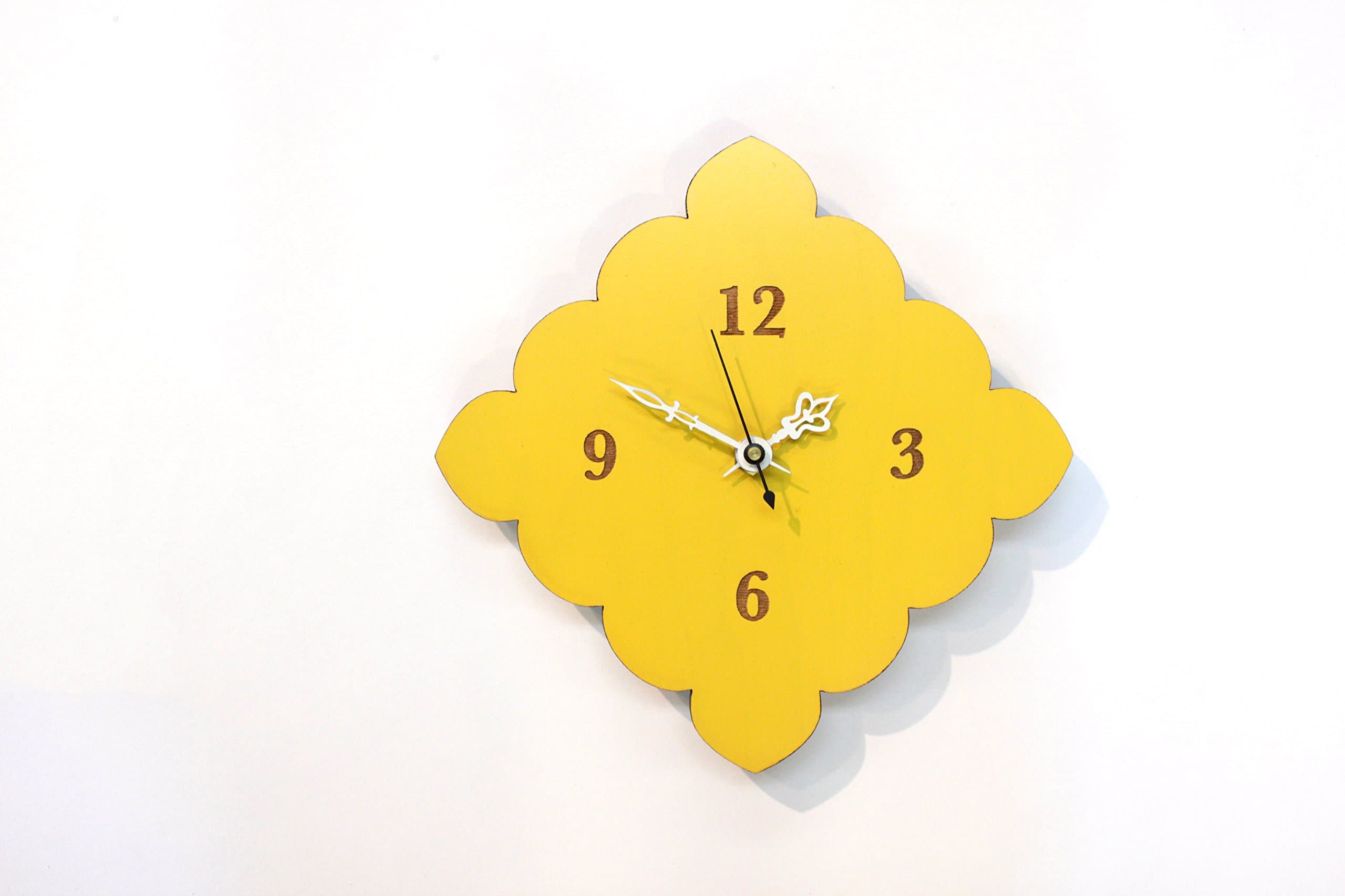 Tiny Scalloped Wall Clock by Uncommon Handmade (Lemon Yellow)