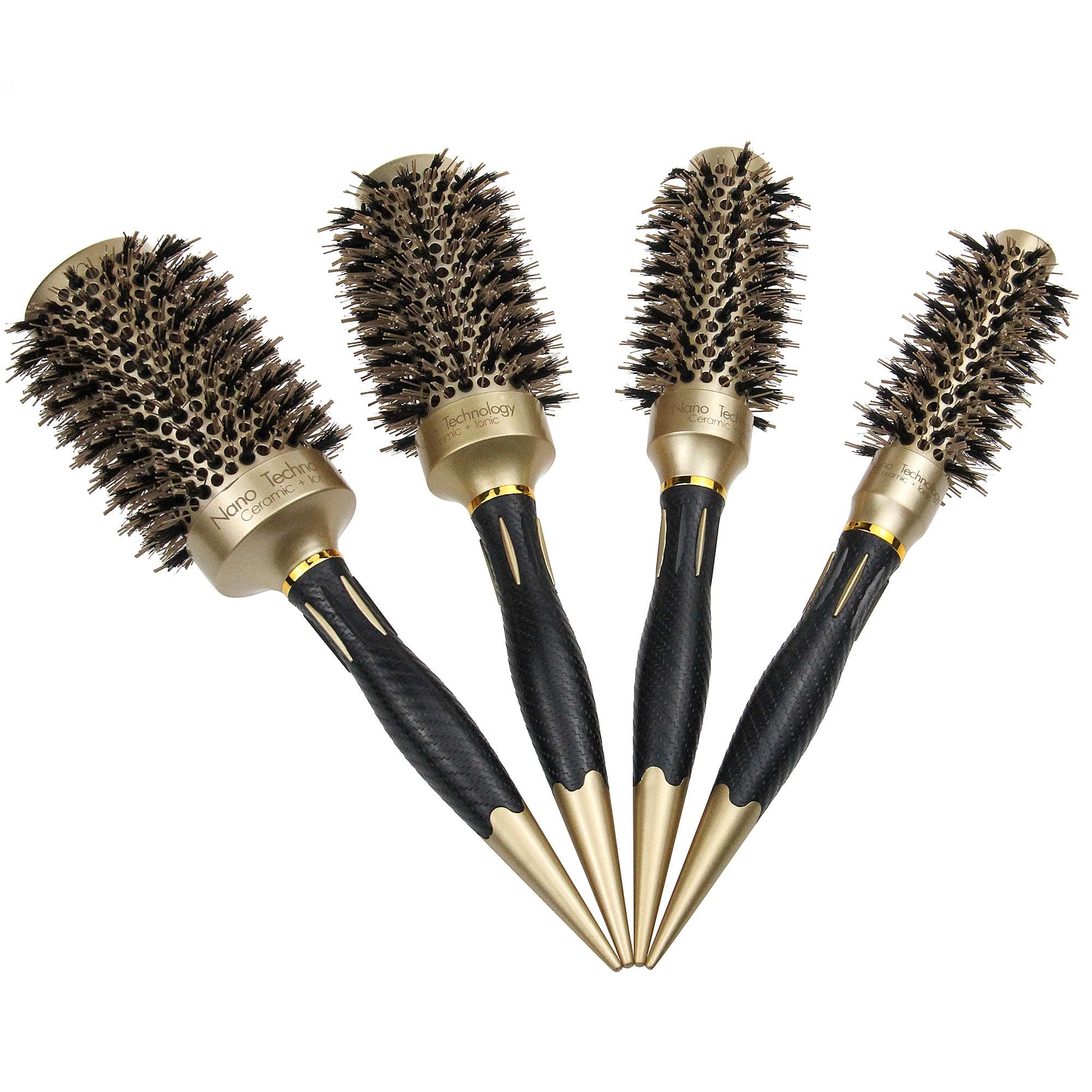 Round Thermal Brush Set, Professional Nano Ceramic & Ionic Barrel Hair Styling Blow Drying Curling Brush, 4 Different Sizes