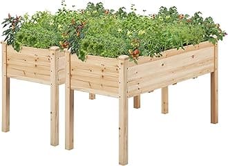 2pcs Raised Garden Bed 48x24x30in Elevated Wooden Horticulture Planter Box with Legs Standing Growing Bed for Gardening/Backyard/Patio/Balcony, Wood