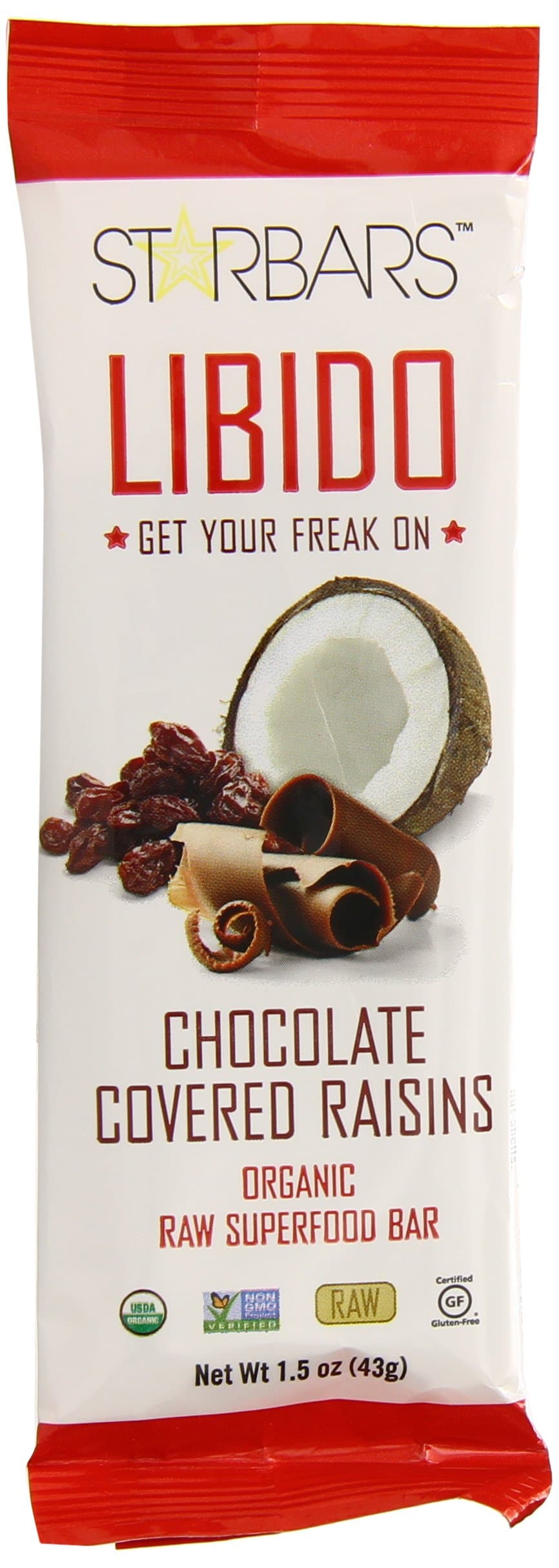 Libido Chocolate Covered Raisins, 1.5 Ounce Bars (Pack of 12)