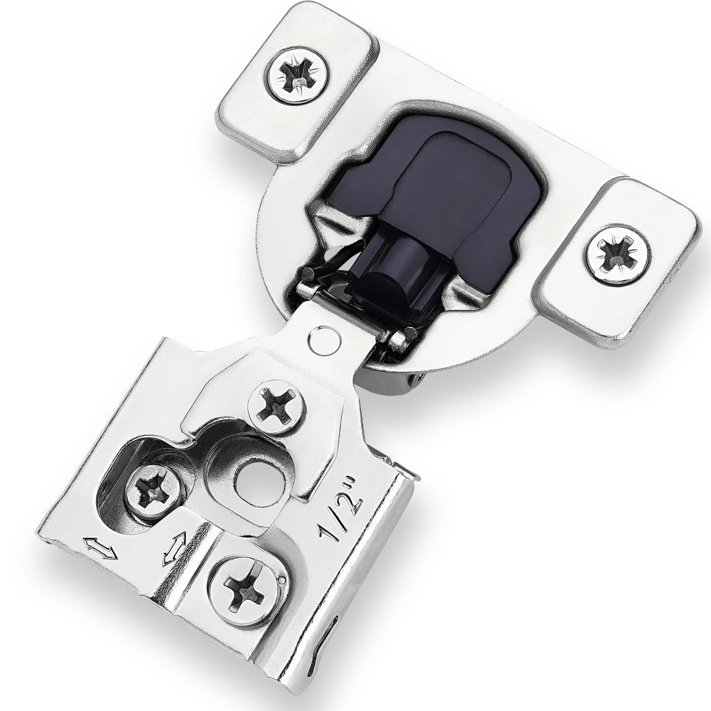 Decobasics 10 Pack Soft Close Cabinet Hinges – 1/2" Overlay for Kitchen Cabinet Doors, Slow Self-Closing Concealed Hidden Hinges for Face Frame –Stainless Steel, 3-Way Adjustable & Quiet Close Damper