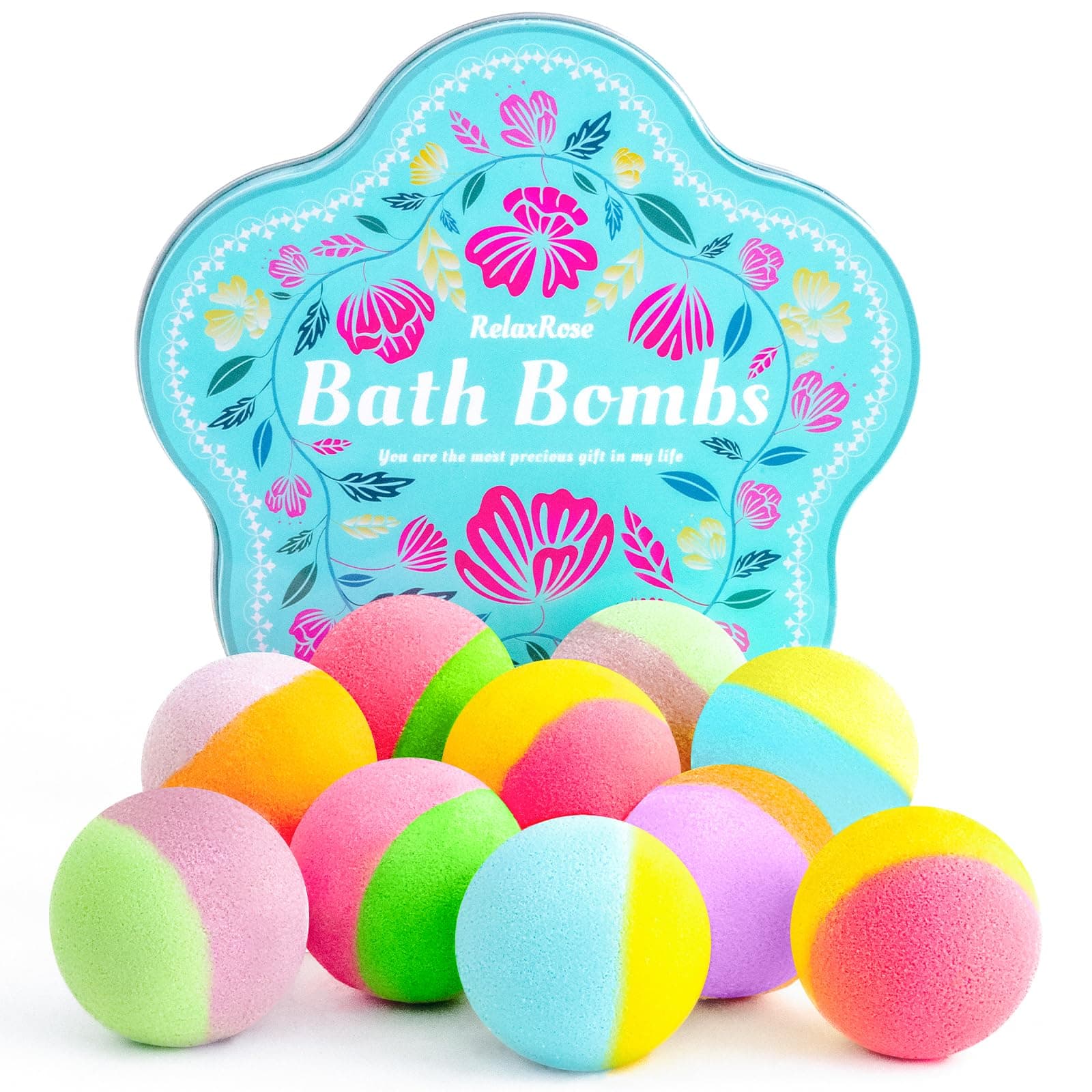 Bath Bomb Gift Set – 10 Handmade Bath Bombs with Natural Ingredients, 5 Aromatic Scents, Relaxing Spa Bombs for Women, Men, and Kids, Best Birthday Gifts for Stress Relief and Relaxation