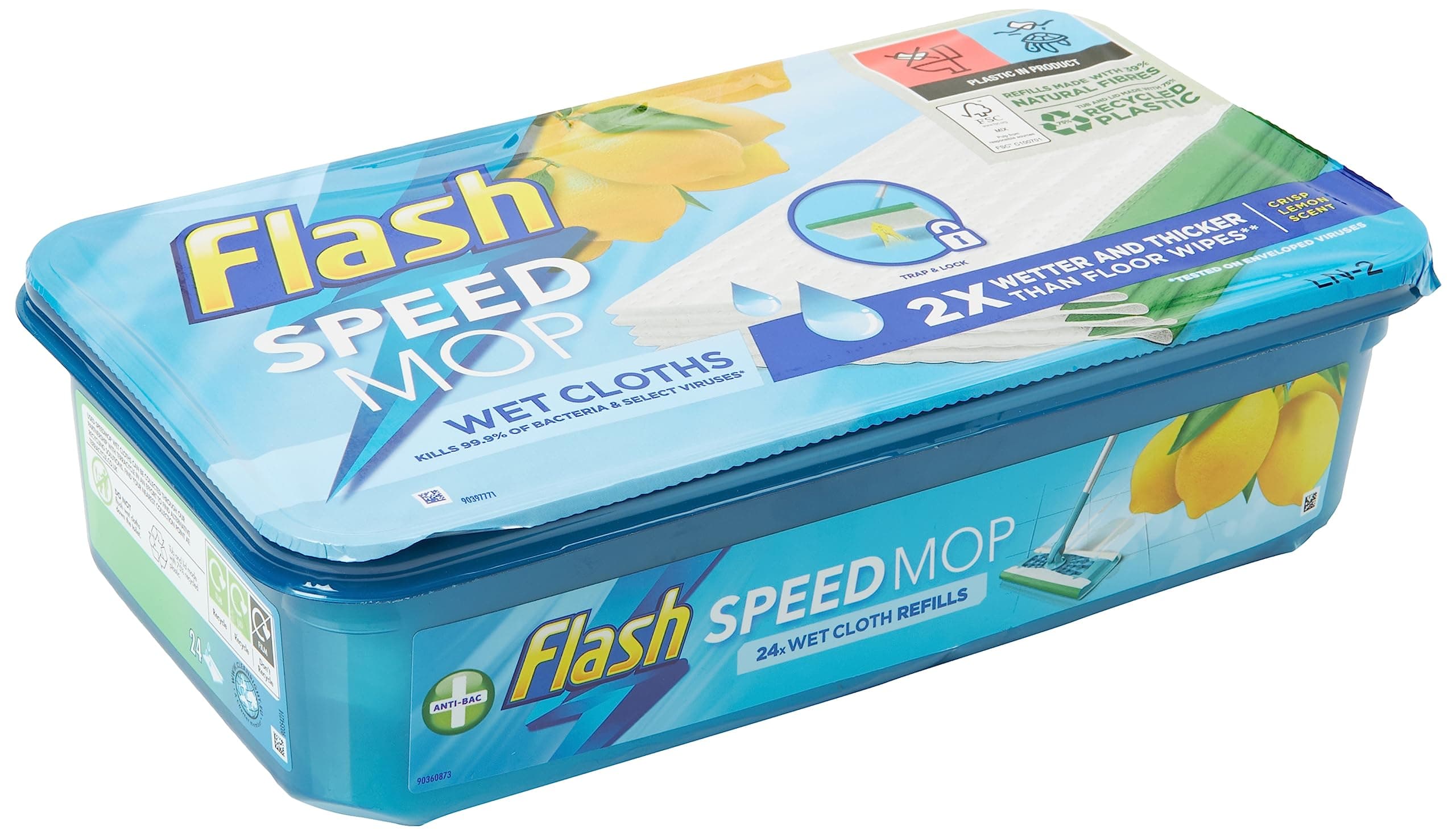24 Pack Flash Speed mop Replacement Hygiene Mop Refill Wet Cloths Refills Lemon