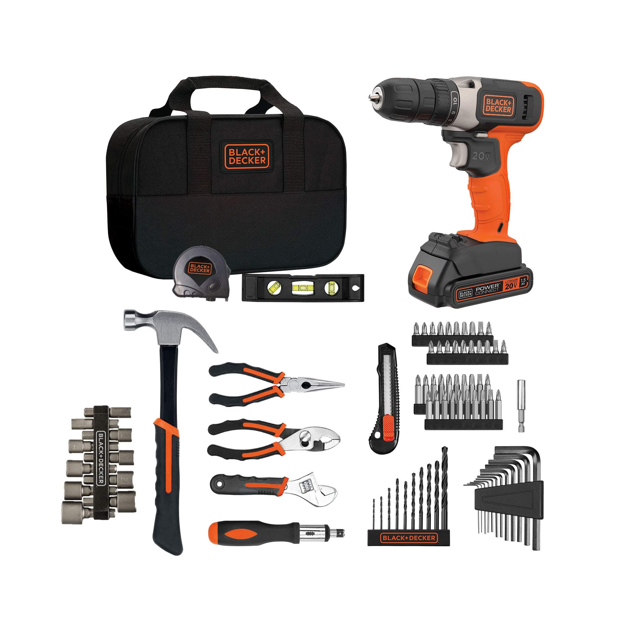 by BLACK+DECKER Home Tool Kit with 20V MAX Drill/Driver, 83-Piece (BDPK70284C1AEV)