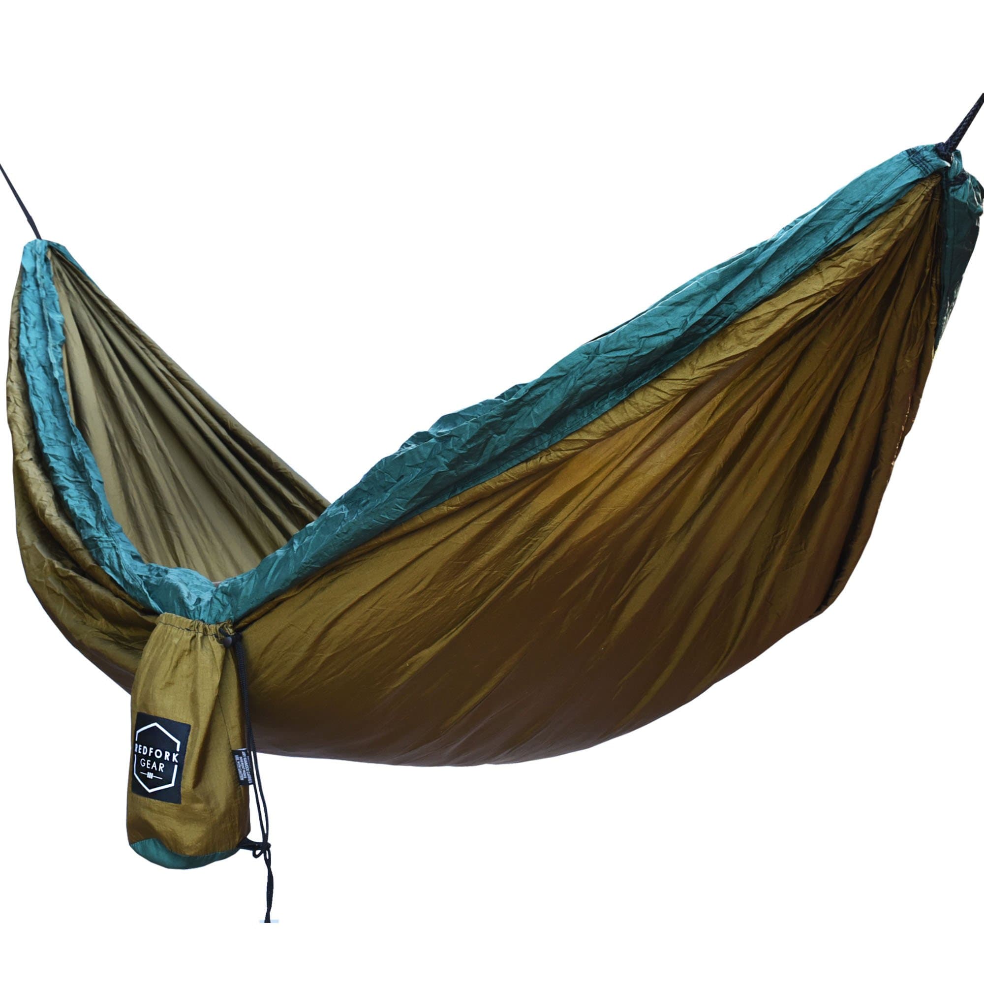 Redfork Gear Outdoors Lightweight Parachute Nylon Double Camping Hammock with Two 12-Feet Hanging Ropes, Blue / Light Blue