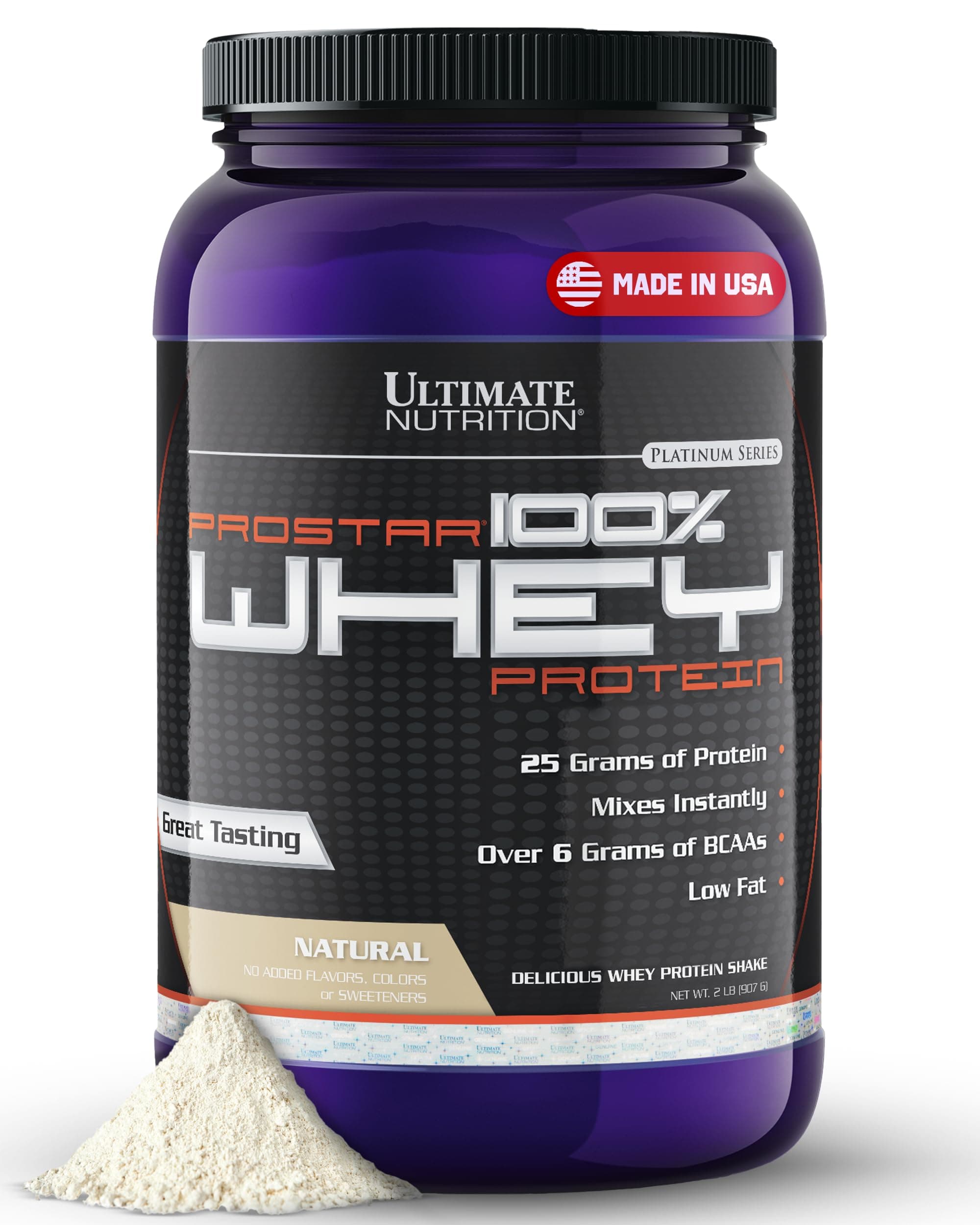 - Ultimate Nutrition Prostar Whey Protein Powder Isolate, Natural - Low Carb, High Protein Powder Shake for Muscle Gain & Recovery - Low Sodium, Low-Fat & Keto Friendly - 2 lbs Tub