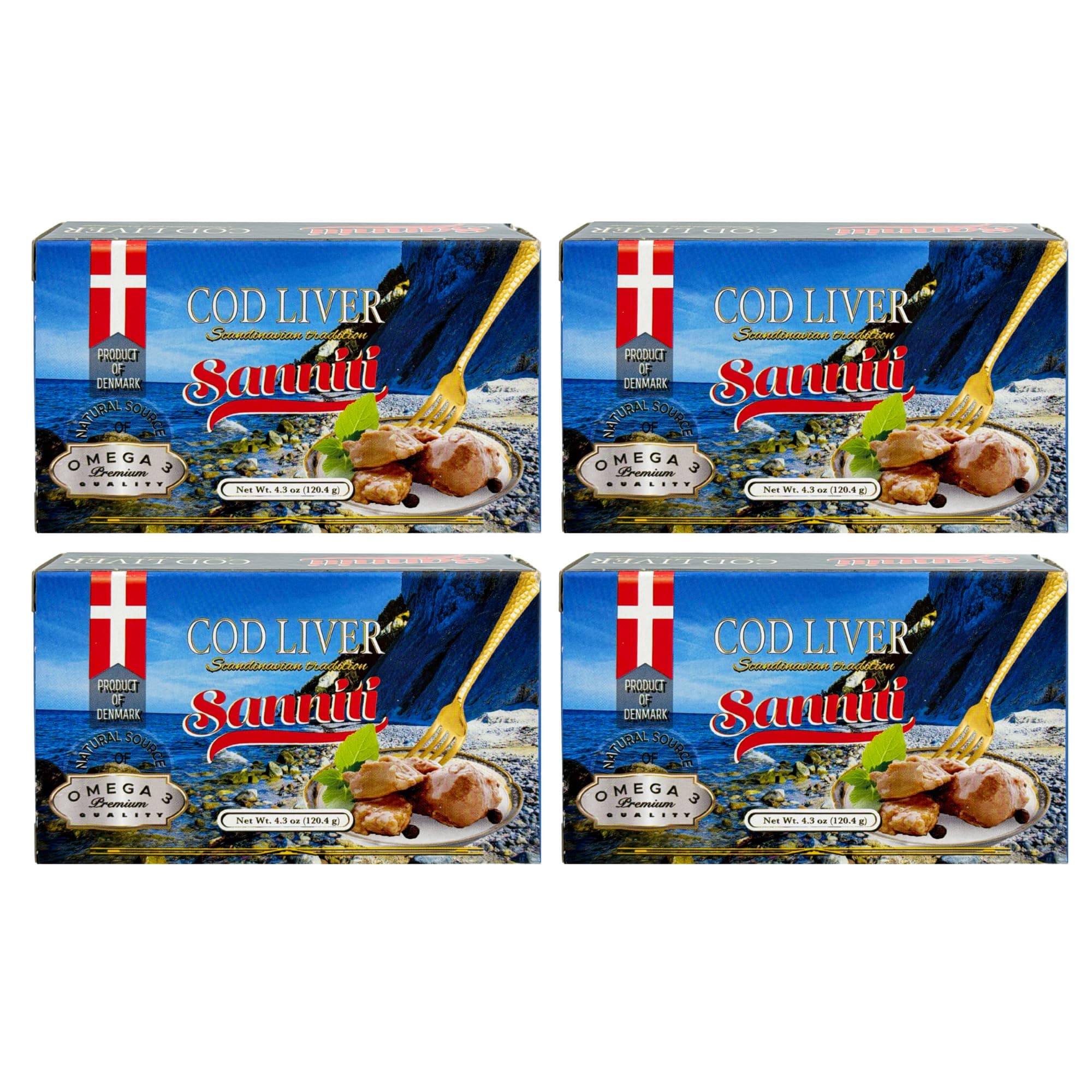 Sanniti Cod Liver, Scandinavian Edition, 4.3 oz (Pack of 4)