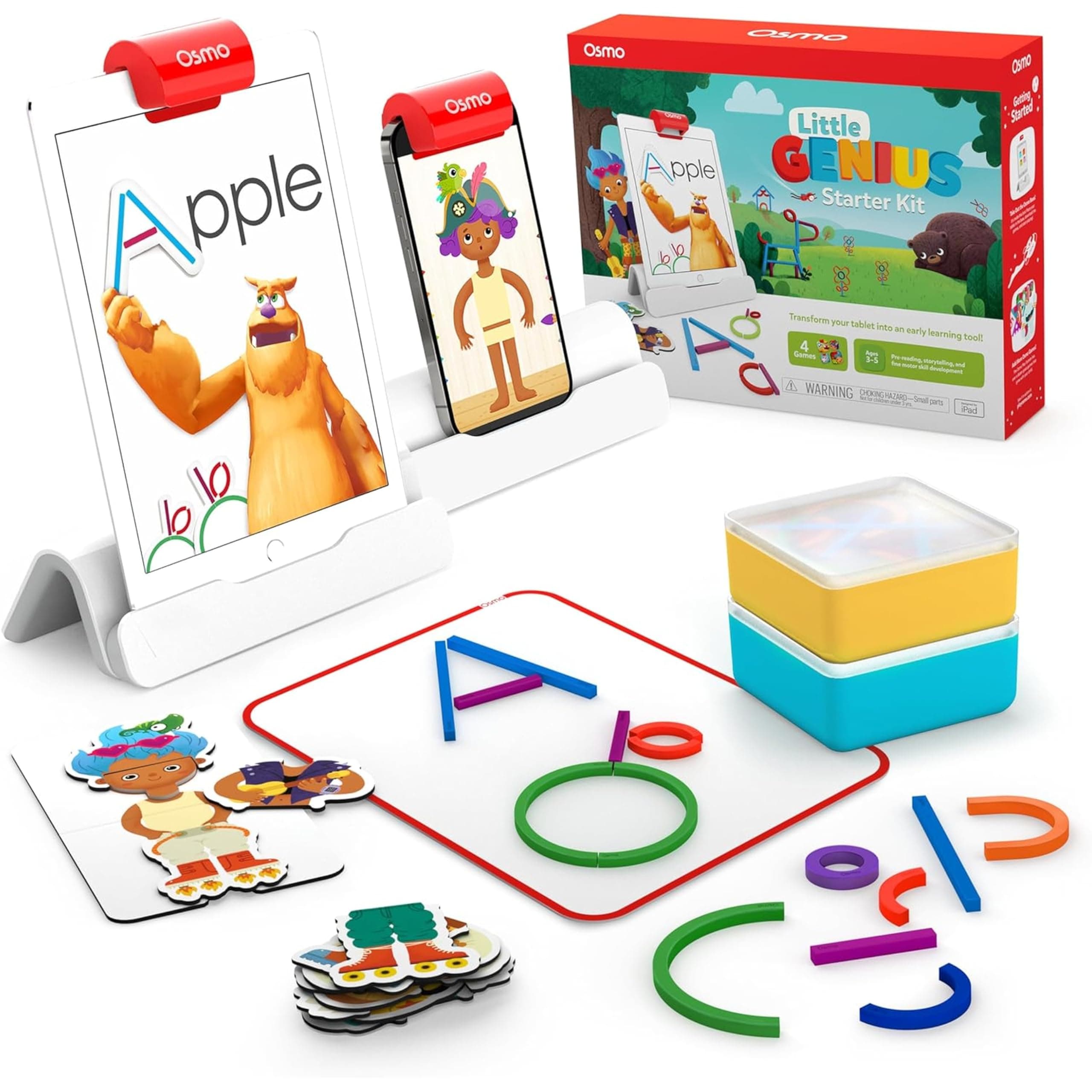 Little Genius Starter Kit For Ipad - 4 Hands-On Learning Games - Ages 3-5 - Problem Solving, Phonics & Creativity ( Ipad Base Included)