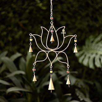 Duli Metal Windchime Wall Hanging, Feng Shui, Art, Decor, Positivevibes, Rustic Hangings, Diwali Decoration, Gifts (Lotus 20X10 Inches)