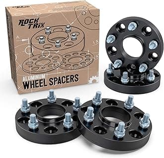 RockTrix4pcs 1 inch Hubcentric 5x4.5 Wheel Spacers (71.5mm bore, 1/2x20 Studs) Compatible with Jeep Cherokee XJ Grand Cherokee ZJ Wrangler YJ TJ Liberty KJ KK (25mm 5x114.3) Black