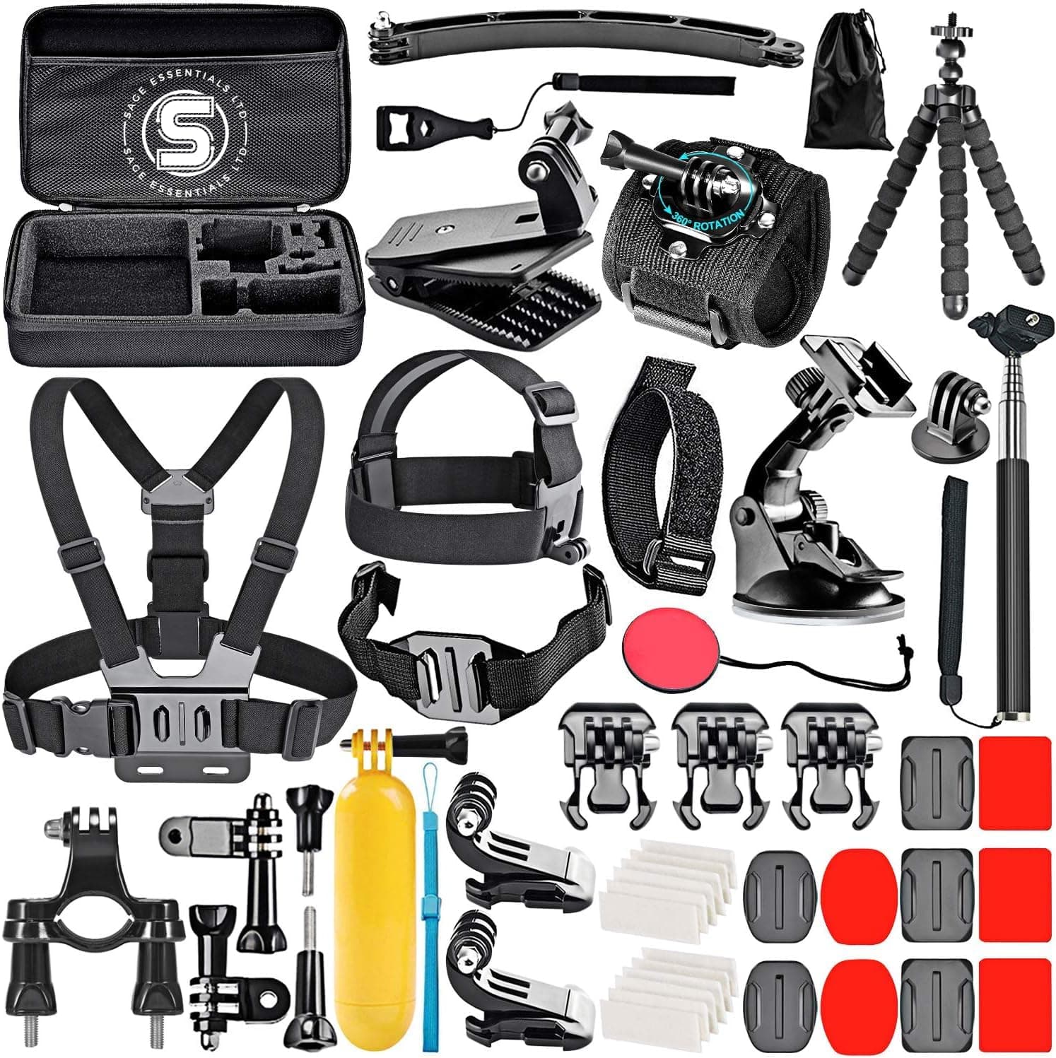 50 in 1 Action Camera Accessory Kit, Compatible with GoPro Hero 12-4, Insta360, DJI Osmo Action 2 & More! Sage Essentials LTD