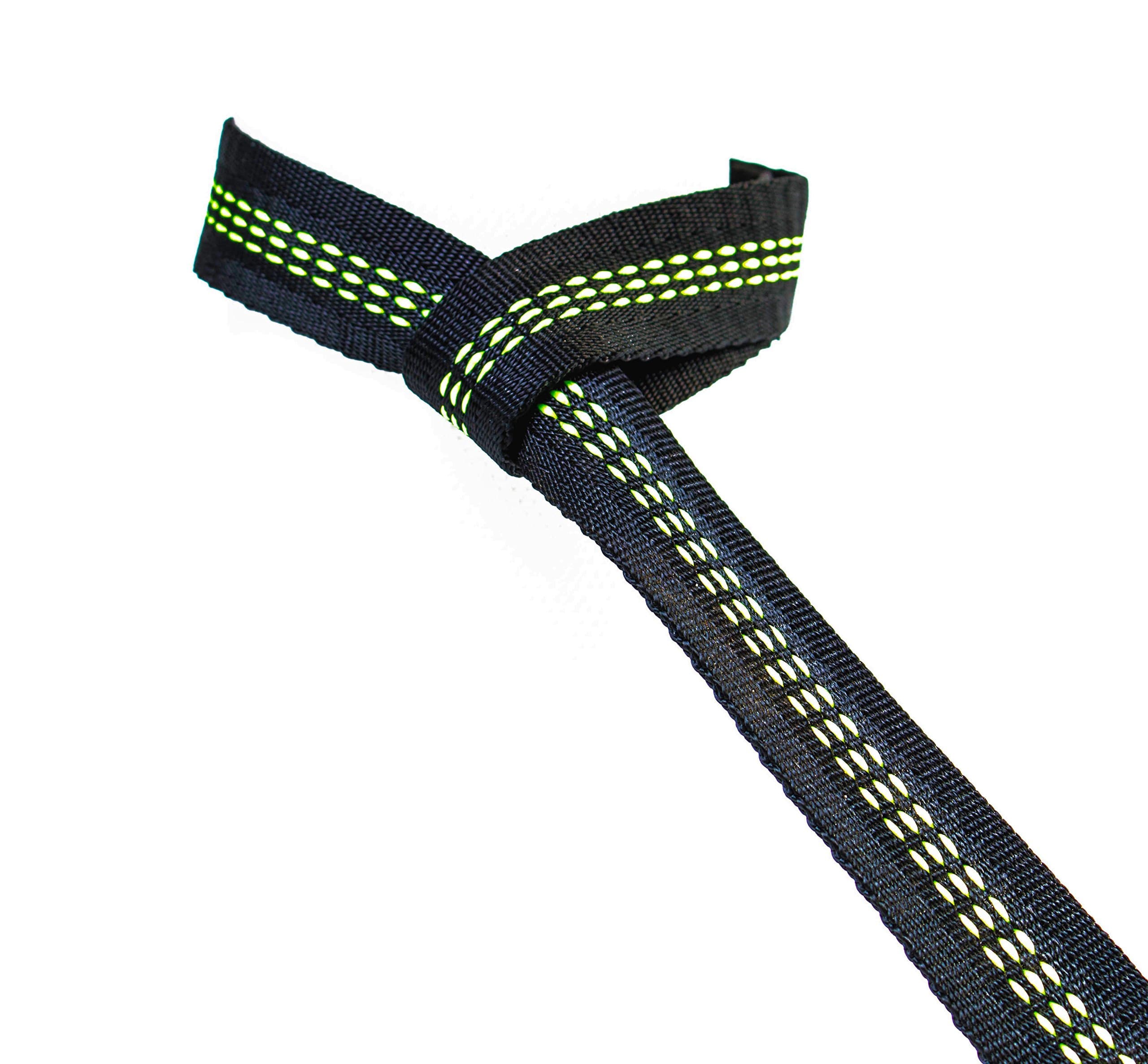 HangLeaf™ - Hammock Suspension System - Green/Black - Extra Strong, Triple stitching, One strap 10 Ft Long, Two Straps and a Carry Bag included, Tree friendly - Camping Hammock Accessories