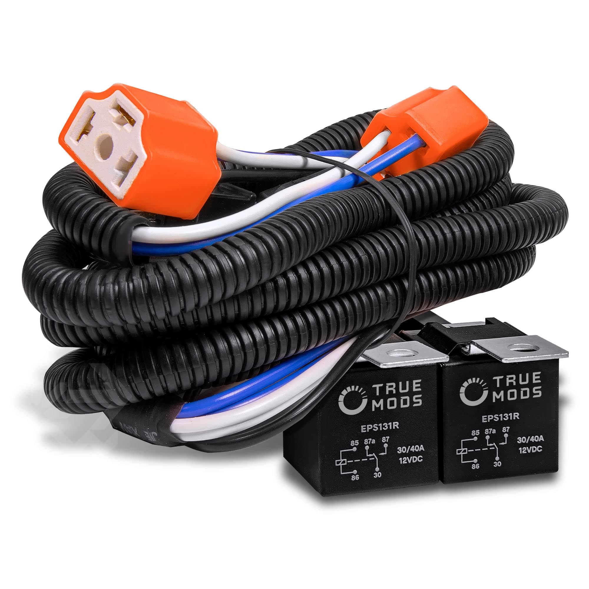 True Mods H6054 H4 LED Headlight Wiring Harness [Negative Switch Conversion] [Fuse] Universal H4 Headlight Relay Harness Kit for 9003 H5054 H6054LL 6014 H6024 6052 6053 Subaru Toyota Jeep Headlight