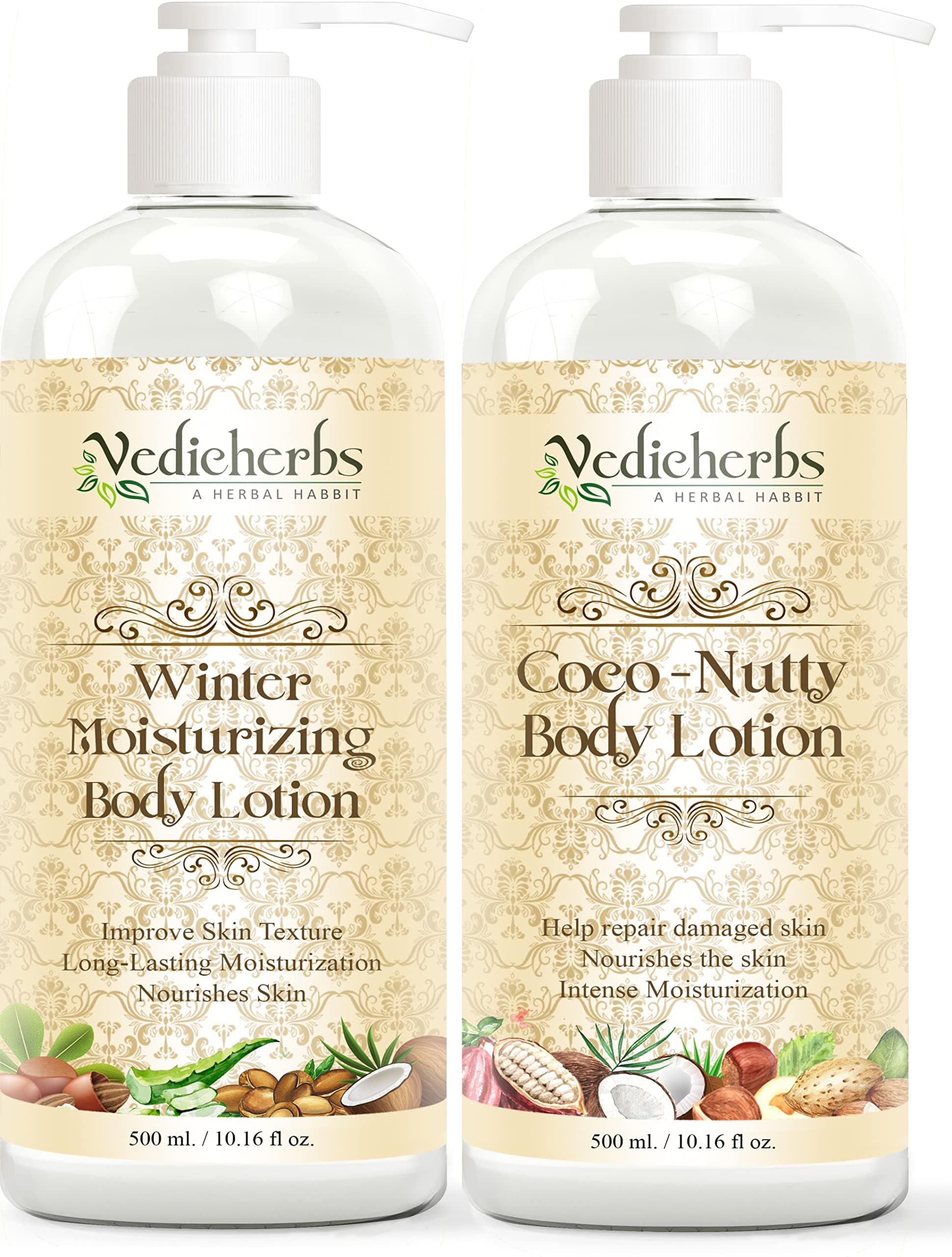Vedicherbs Winter Moisturizing & Coco-Nutty Body Lotion Combo For Moisturization & Nourishment of Skin with Shea Butter & Coconut Oil Combo