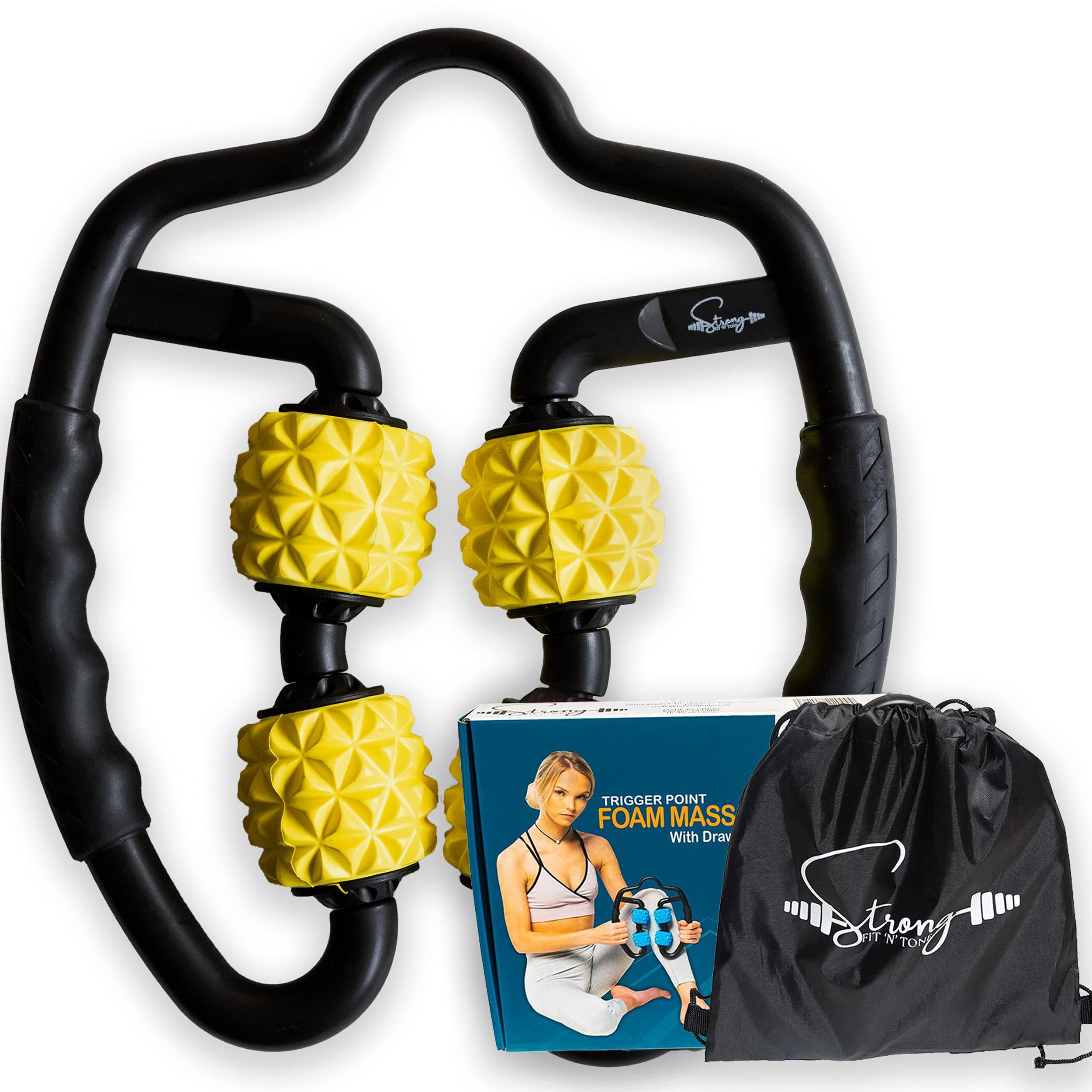 Muscle Roller for Muscles Deep Tissue /w Drawstring Gym Bag | Cellulite Remover Myofascial Massage Tool - Tennis Elbow Massager, Calf, Leg n Forearm Roller I High Density Foam Roller