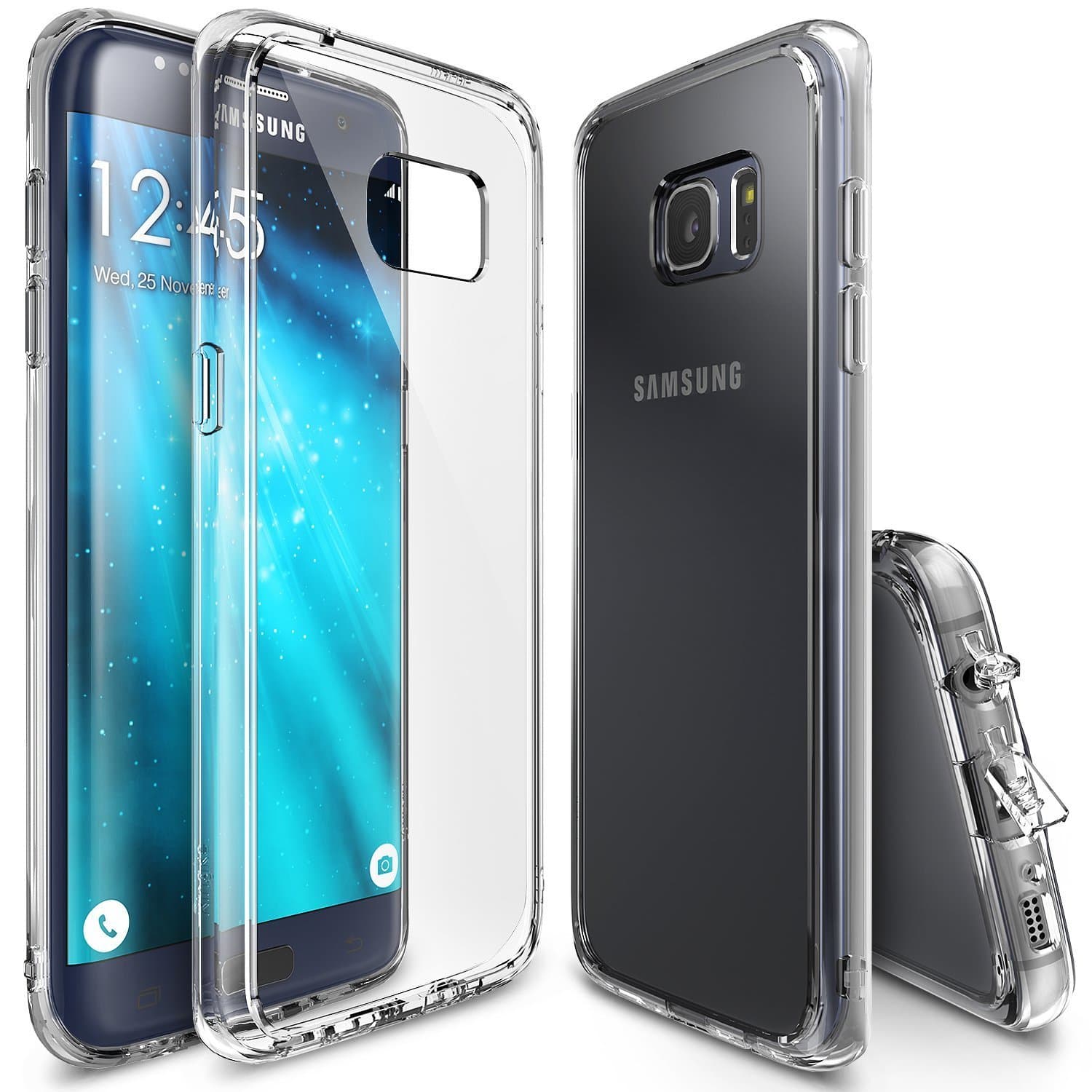 Galaxy S7 Edge Case, Aierly Slim Premium Crystal Clear PC+ TPU Bumper [Drop Protection/Shock Absorption Technology][Attached Dust Cap]Case Cover for Samsung Galaxy S7 Edge (Crystal View)