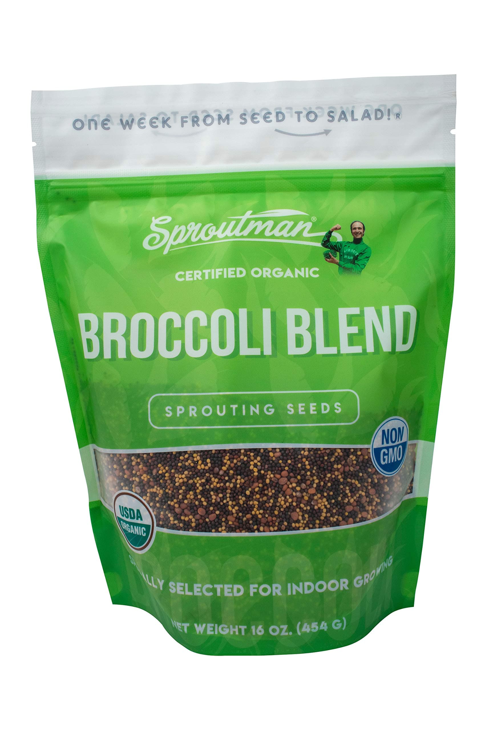 Sproutman Organic Broccoli Blend Sprouting Seed – Broccoli Blend Seeds for Sprouting, High Germination, Non-GMO, Certified Organic (16oz)