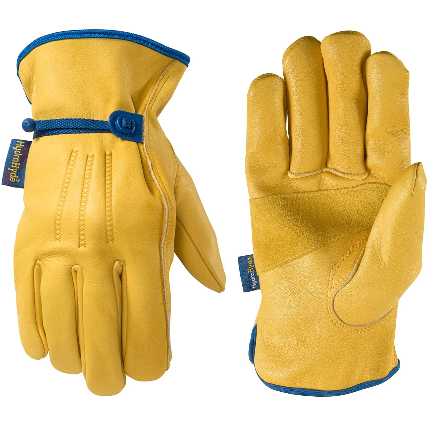 Wells Lamont Men’s Adjustable HydraHyde Full Leather Work Gloves | Water-Resistant | Large (1164L)