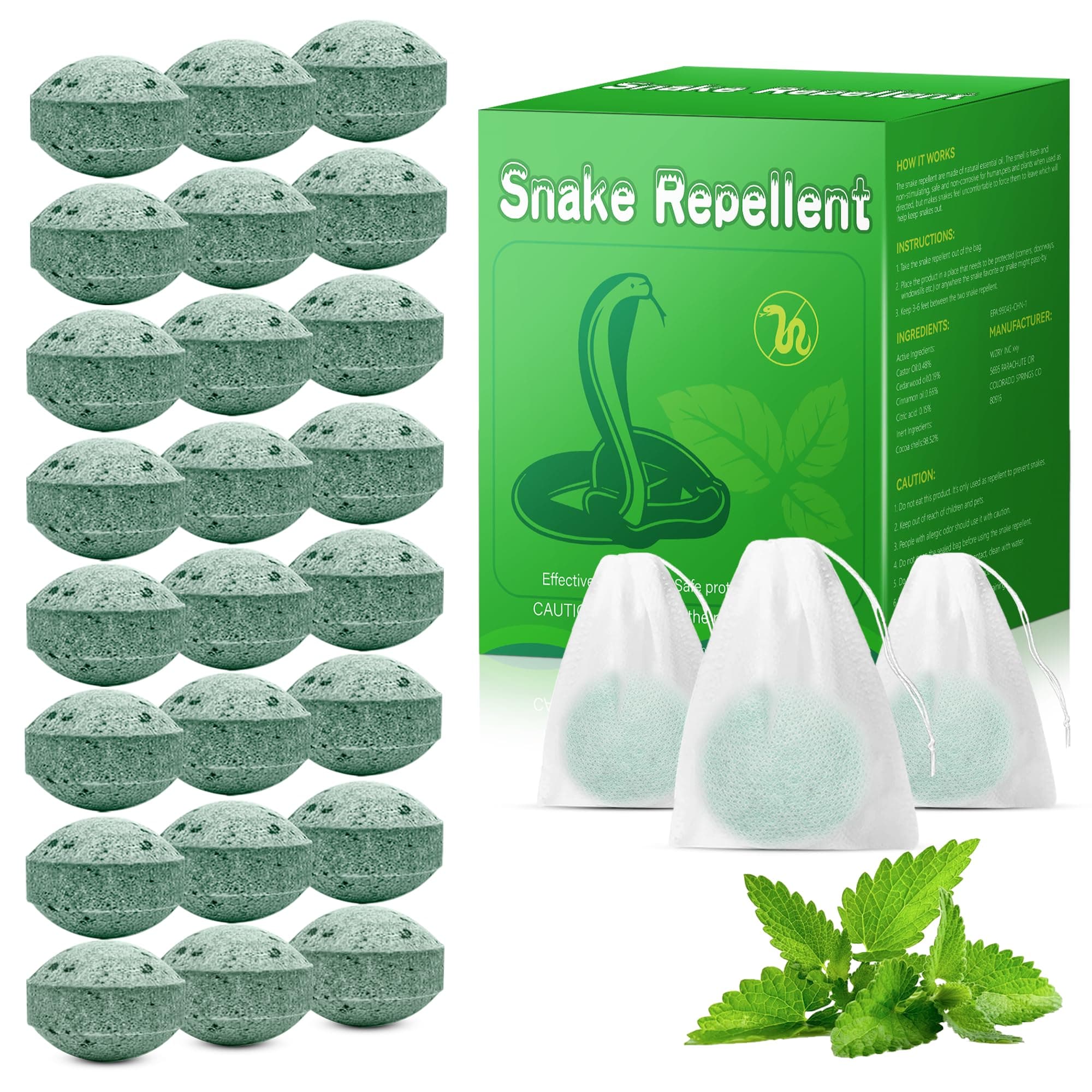 24 Pack Snake Repellent for Yard Pet Safe, Powerful Lizard Repellent for Outdoors, Moth Balls for Snakes Outdoor Use, Keeps Snakes Lizards Away from Garden Lawn Camping Fishing