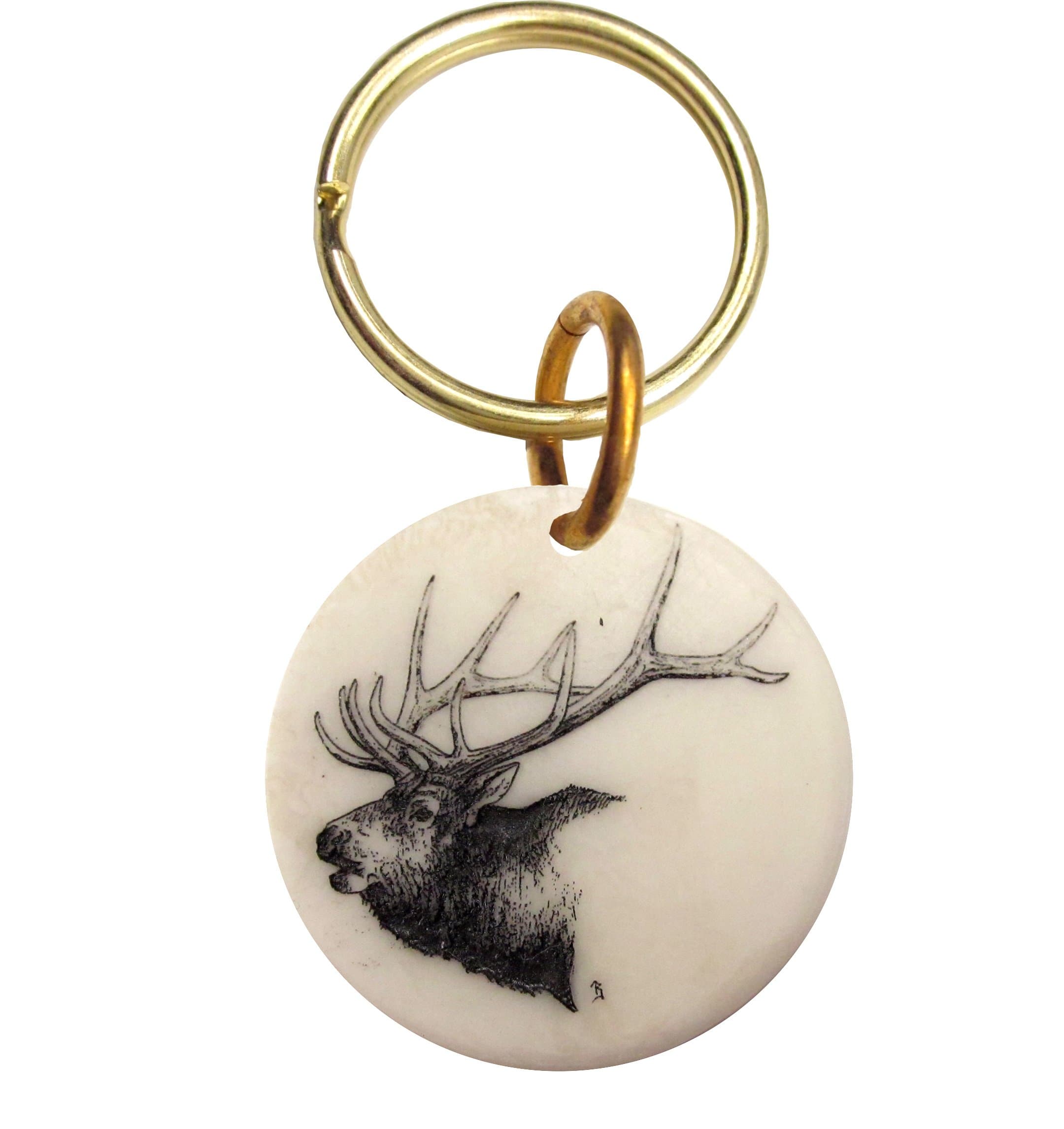 Montana Marble Etched Key Chain Elk