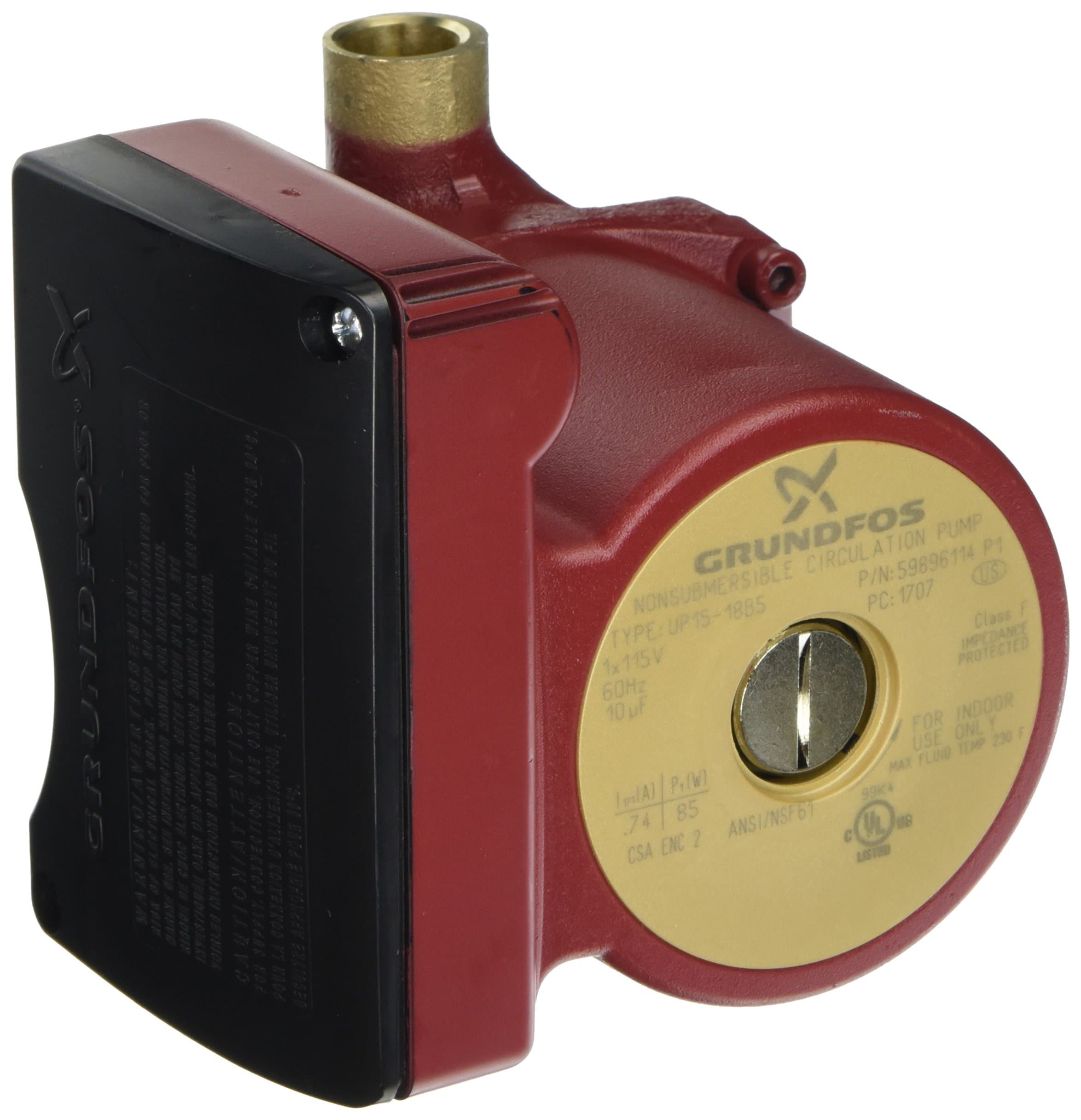 UP15-18B5 (59896114) Pump, 1/2" Sweat End Open System Circulator, 1/25 HP 115V - Bronze