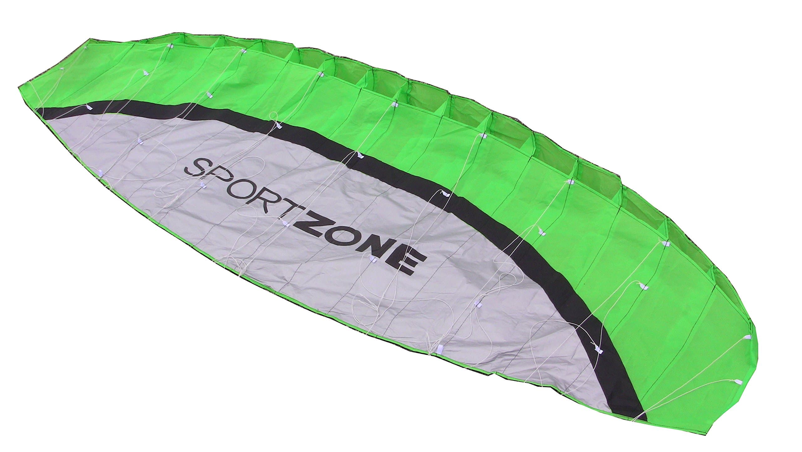 Kiteboarding Beginner Basic Training Kite Green 2.5 m Size with Flying Lines and Handles Kitesurfing