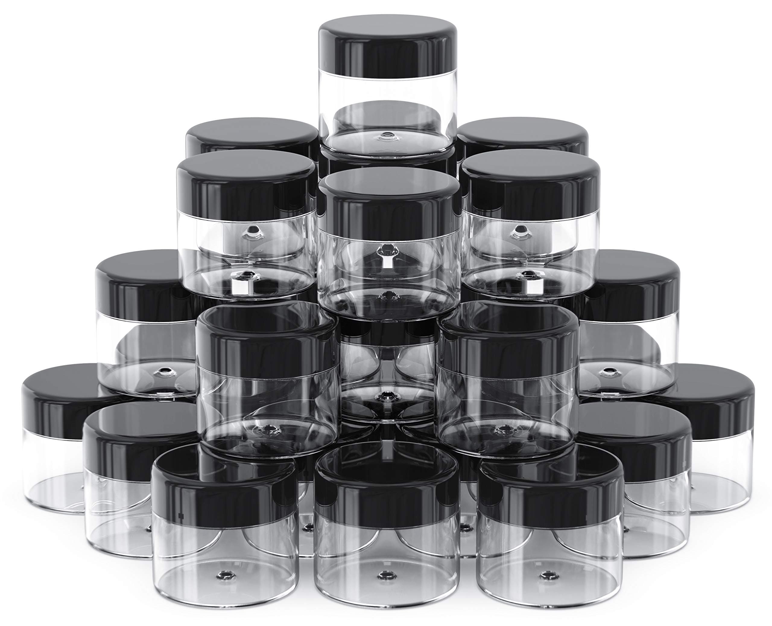 MABUA 60 pieces 1oz containers with lids Plastic Container Jar, Refillable Cosmetic Sample 1 oz clear containers with lids, Small Plastic 30g 30ml Ounce Slime, Acrylic, Body Butter, Cream, Lotion