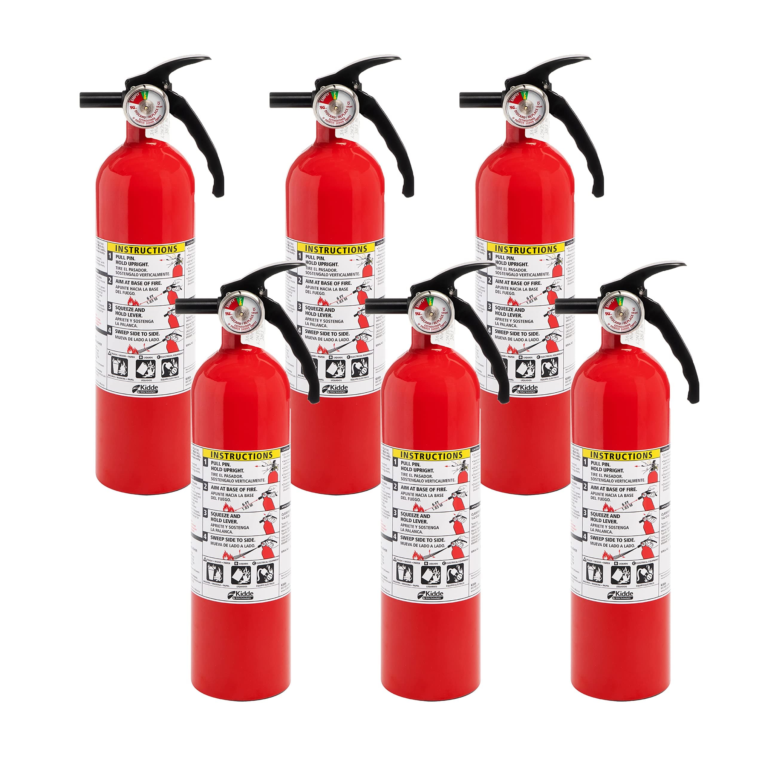 Kidde Multi Purpose Fire Extinguisher for Home, Office, Dorm, Residential, 1A10BC, 6 Pack