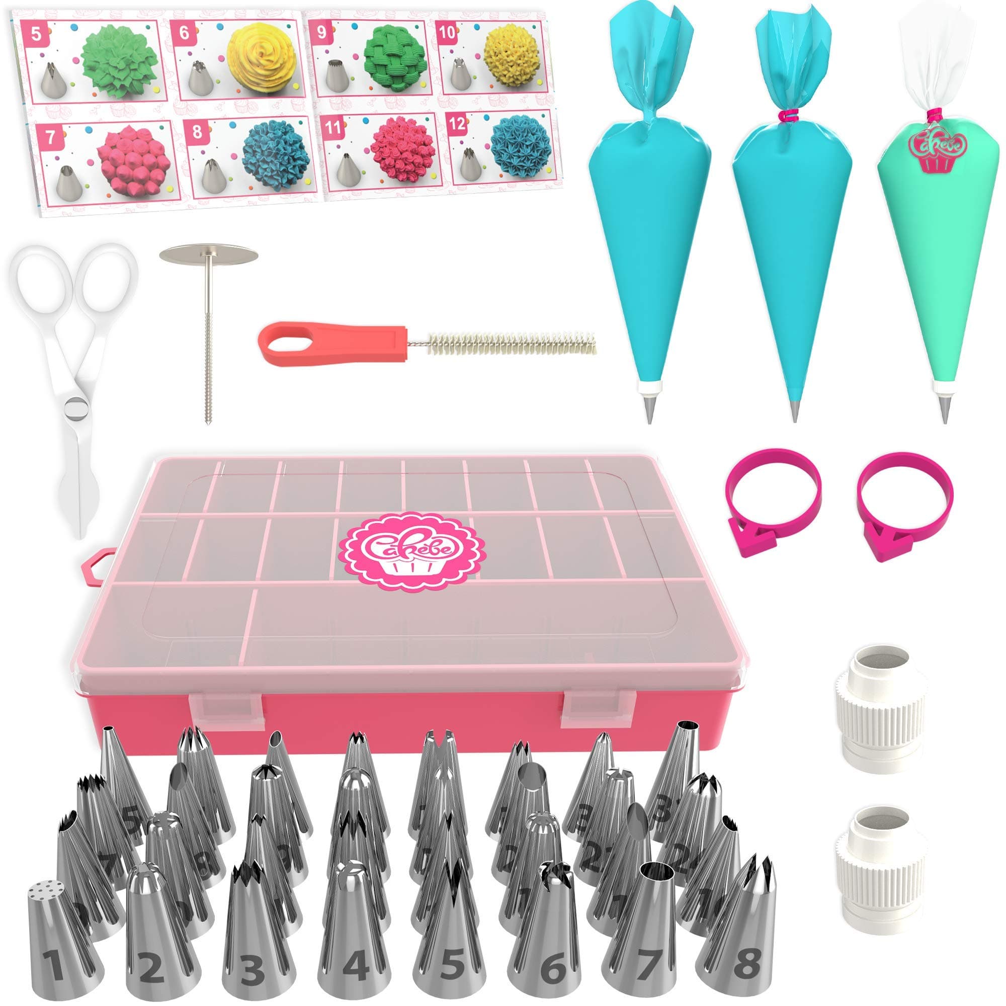 Cakebe Cupcake Decorating Kit 52 pcs Cake Decorating Kit and Cookie Decorating Kit Cake Decorating Set and Cookie Decorating Supplies with 32 Piping Tips