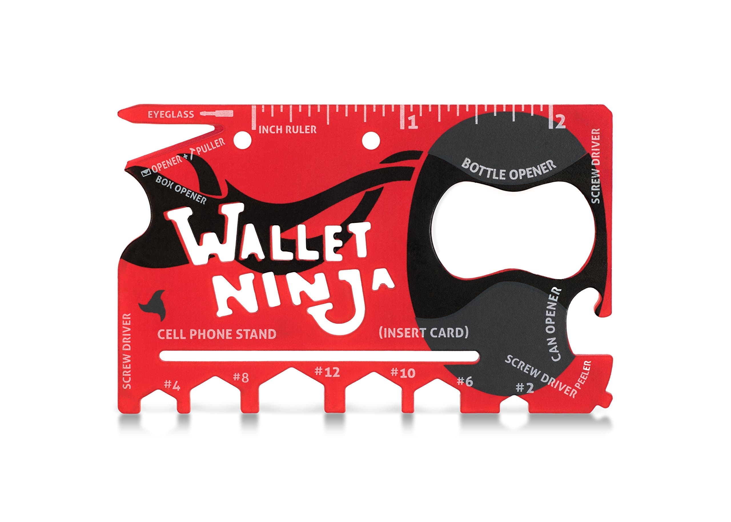 Wallet Ninja 18 In 1 Credit Card Sized Multitool 1 In The World pocket size Red