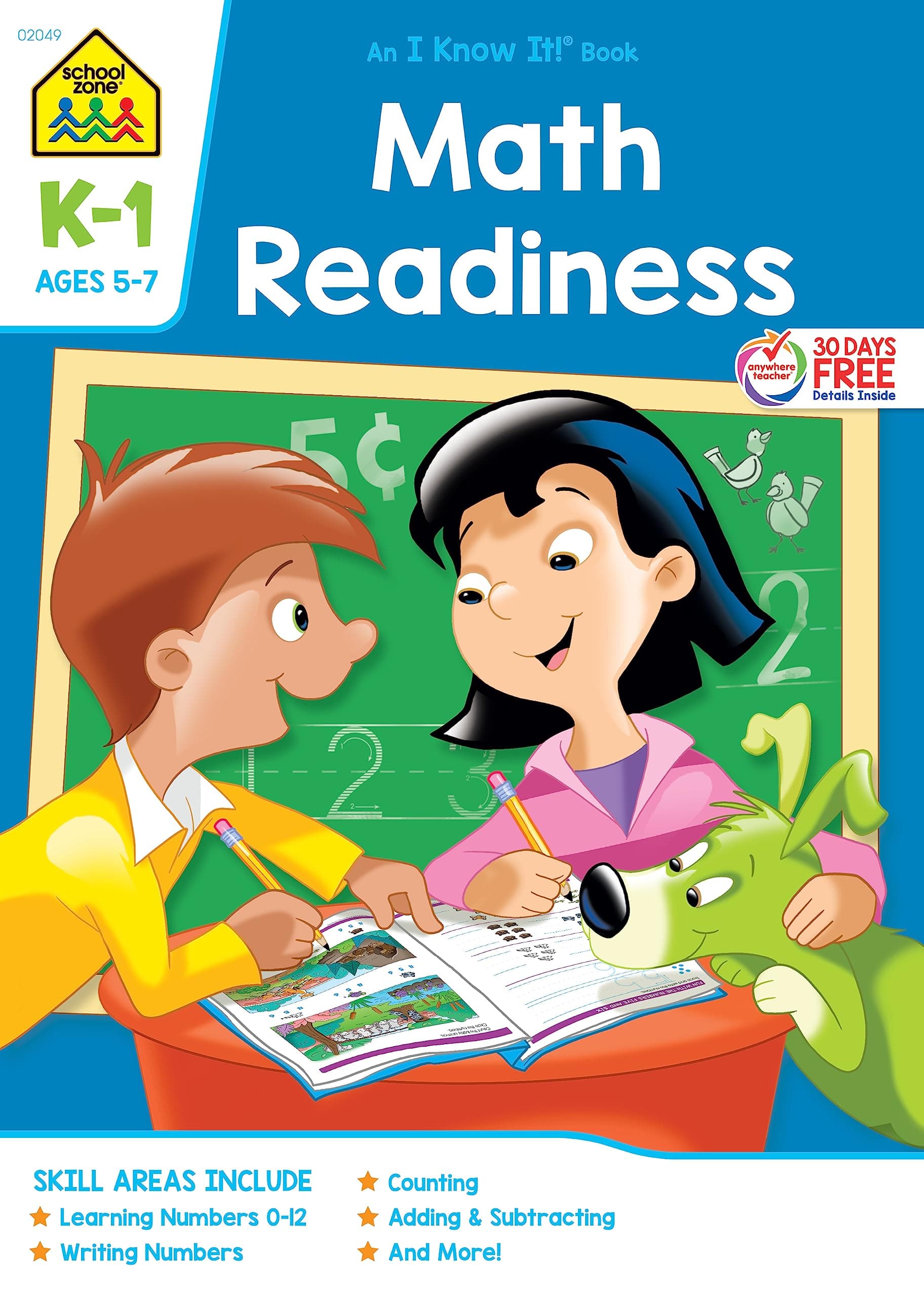 School Zone Math Readiness Workbook: 32 Pages, Kindergarten, 1st Grade, Numbers 0-12, Counting, Addition, Subtraction, Shapes, Ages 4 to 6 (I Know It! Book Series) Paperback – October 25, 2016