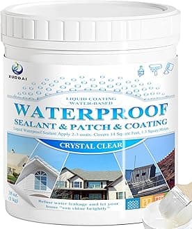 Liquid Waterproof Sealant Crystal Clear 35oz, XUDOAI Indoor Outdoor Water-Based Transparent Waterproof Coating Roof Bathroom Walls Leakage Sealing