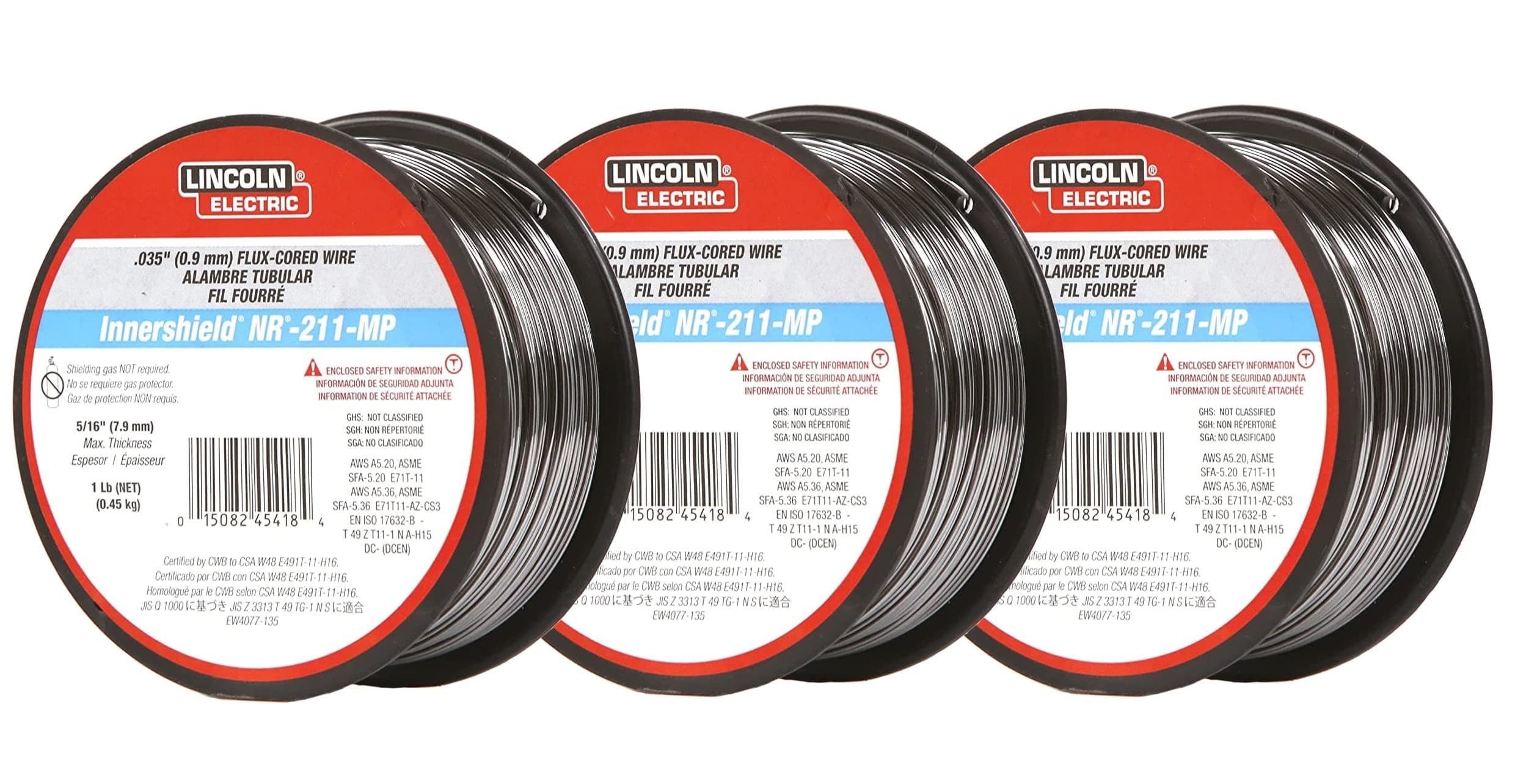 MIG Welding Wire, NR-211-MP, .035, Spool, Model: ED030584 (Pack of 3)