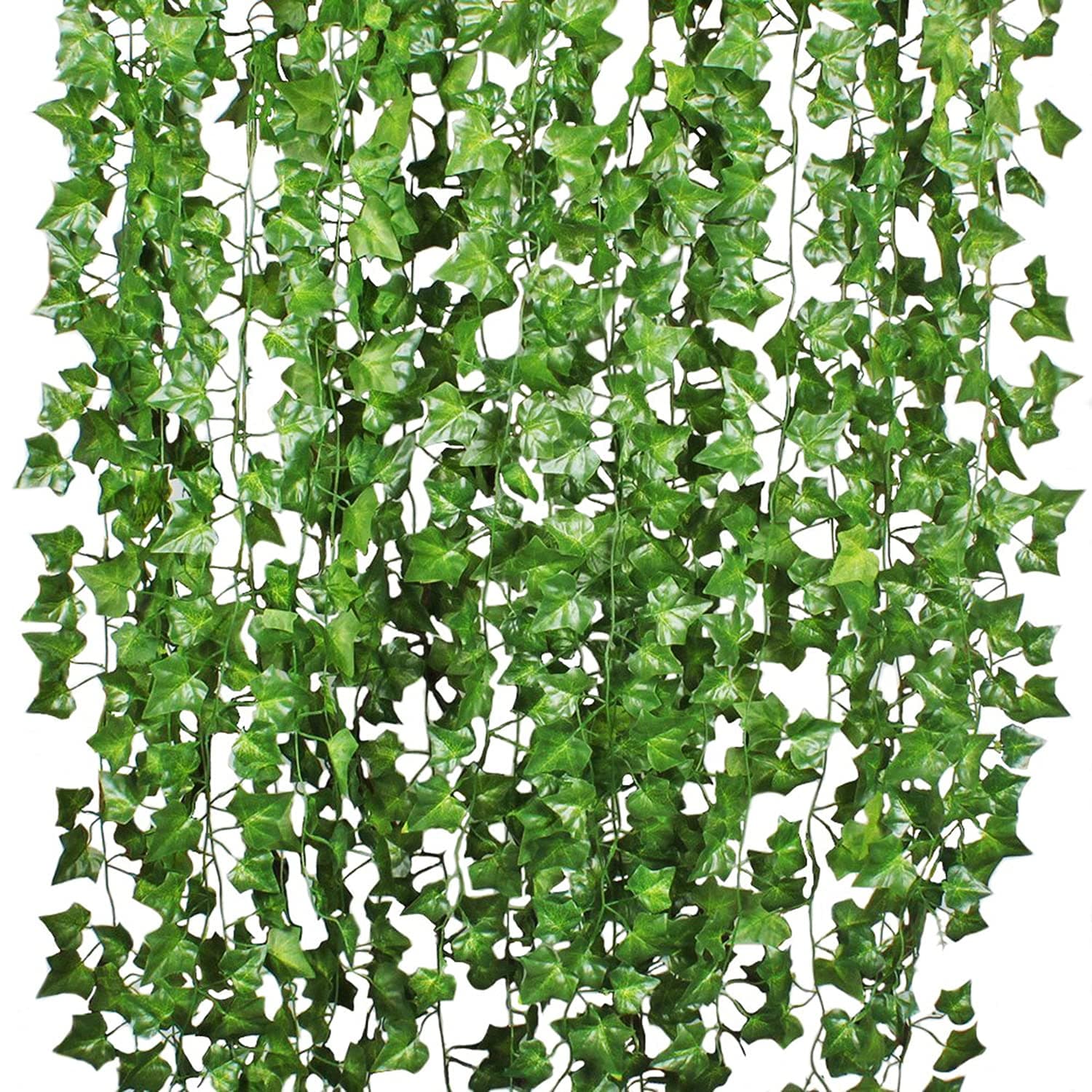 84 Ft-12 Pack Artificial Ivy Leaf Garland, Artificial Ivy Vines Hanging Plants English Ivy Garland Wedding Home Kitchen Garden Office Wedding Wall Decor