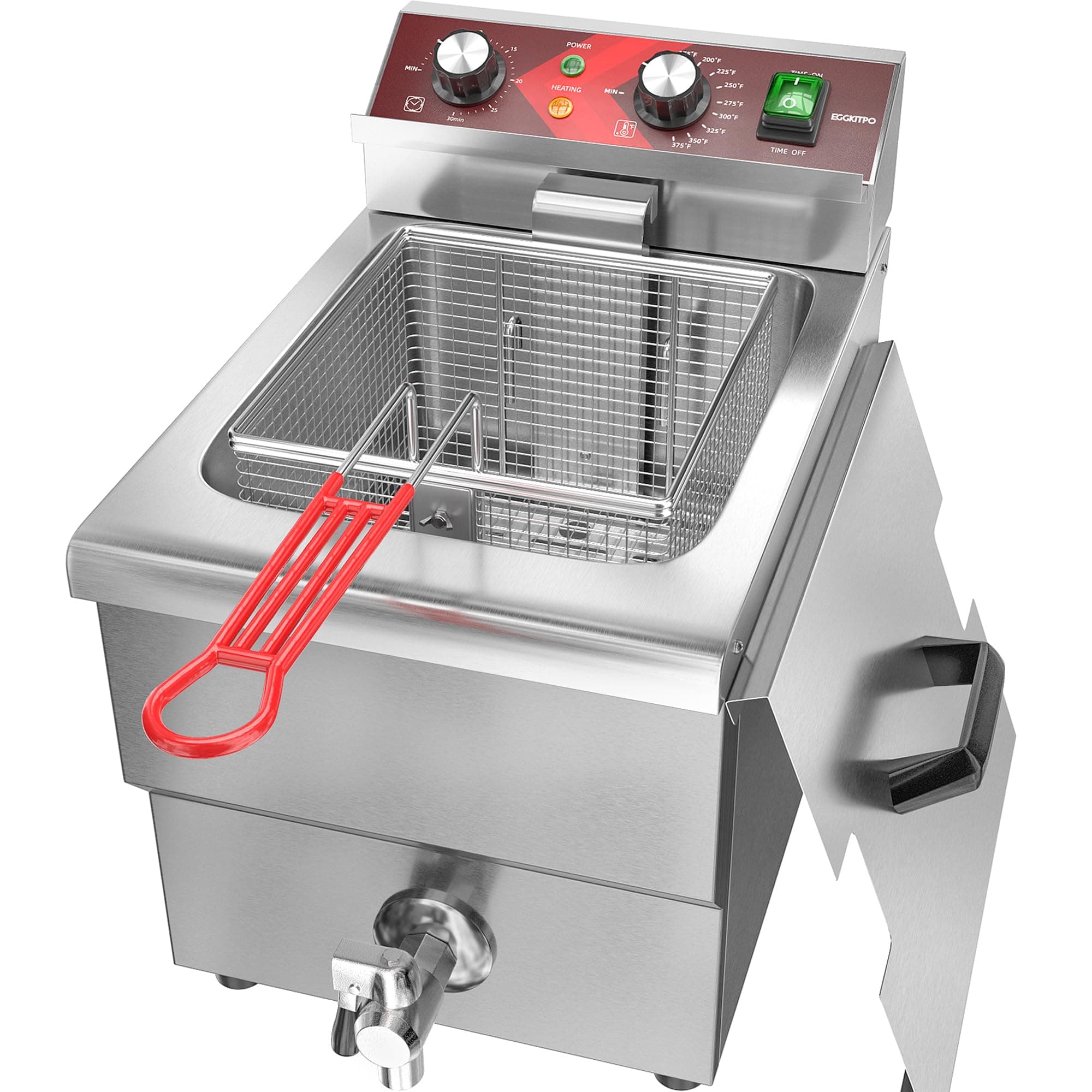 Single Tank Deep Fryer with Timer and Drain