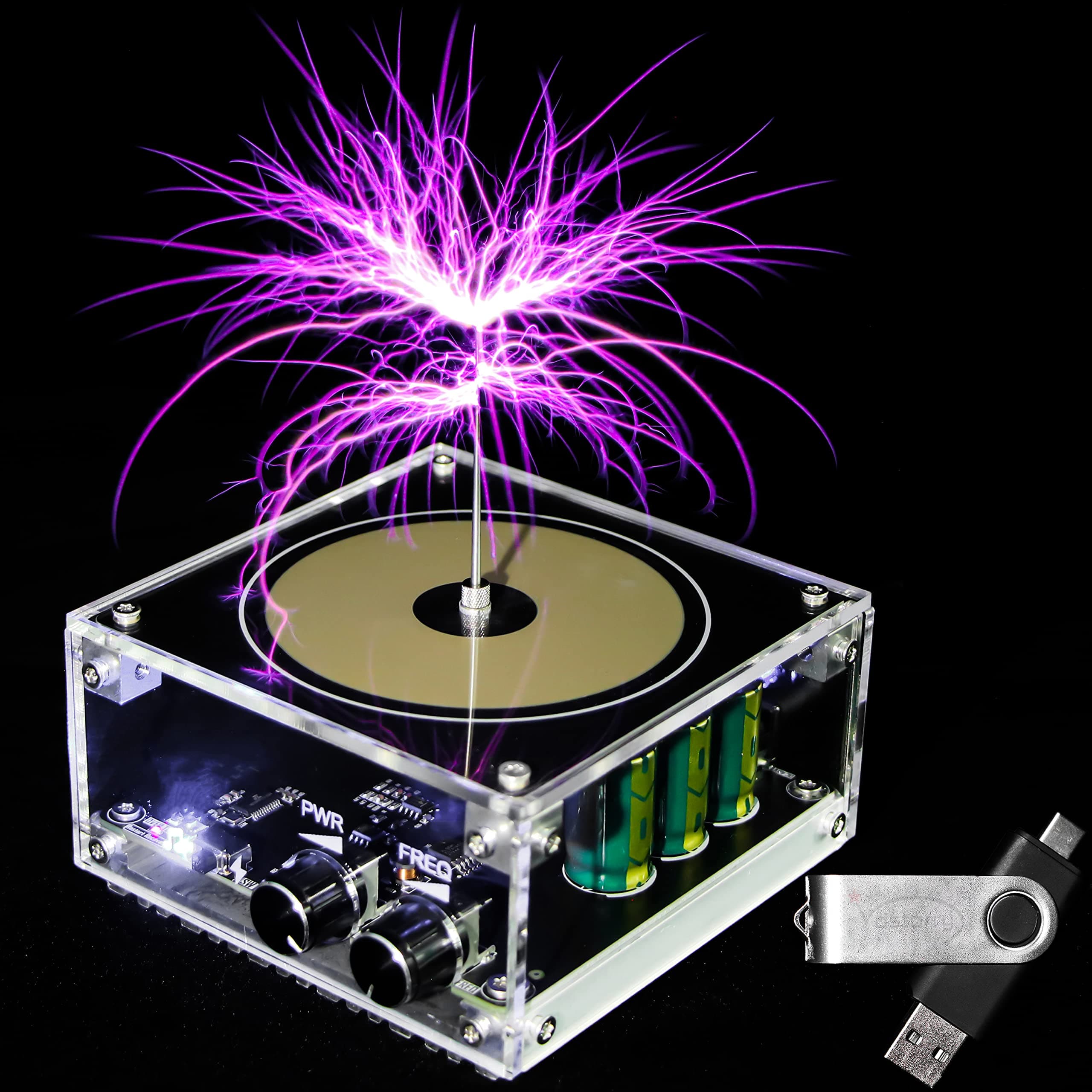 - 10 Cm Solid State Music Tesla Coil Artificial Lightning Desktop Toy For unisex-adult Electric Power Wireless Transmission Model Science Experiment Tool