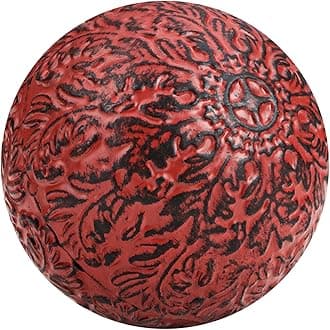 Everydecor Metal Decorative Sphere for Home Decor - Decorative Balls for Shelves, Centerpiece Bowls, Bookshelf - Decoration Orbs Accents for Living Room, Bedroom - Vintage Red Shelf Spheres