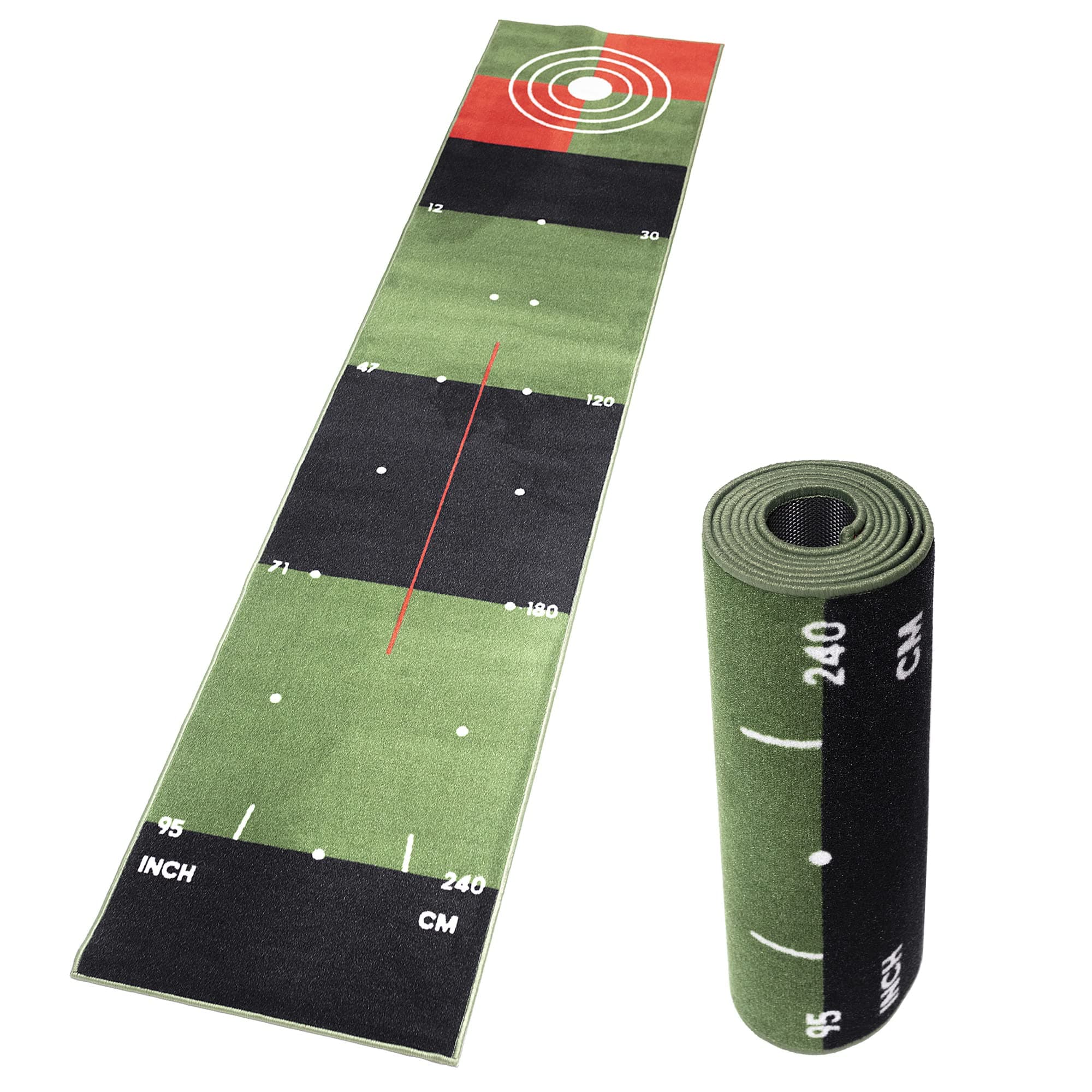 Golf Putting Mat - 3m Fast to Medium Golf Practice Green - Putting Green Mat with Non-Slip Rubber Backing - Training Mat with Distance Markings - Putting Aid