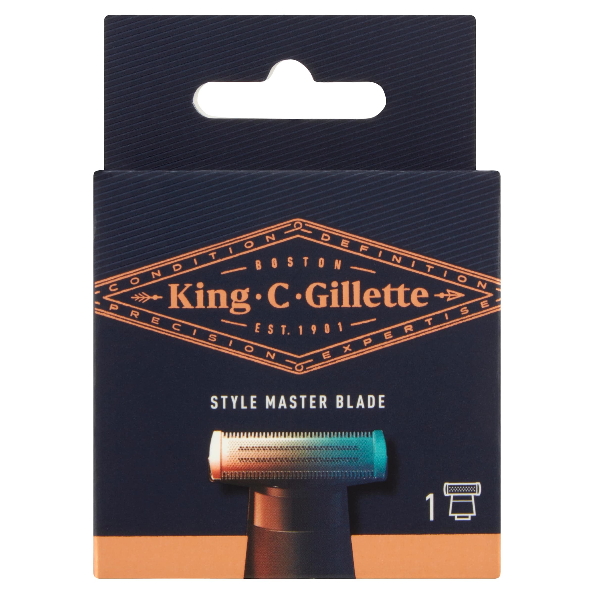 Gillette King C. Style Master Razor Blades Men, One 4-Directional Metal Razor Blade Refill, Compatible with Style Master Cordless Stubble Trimmer