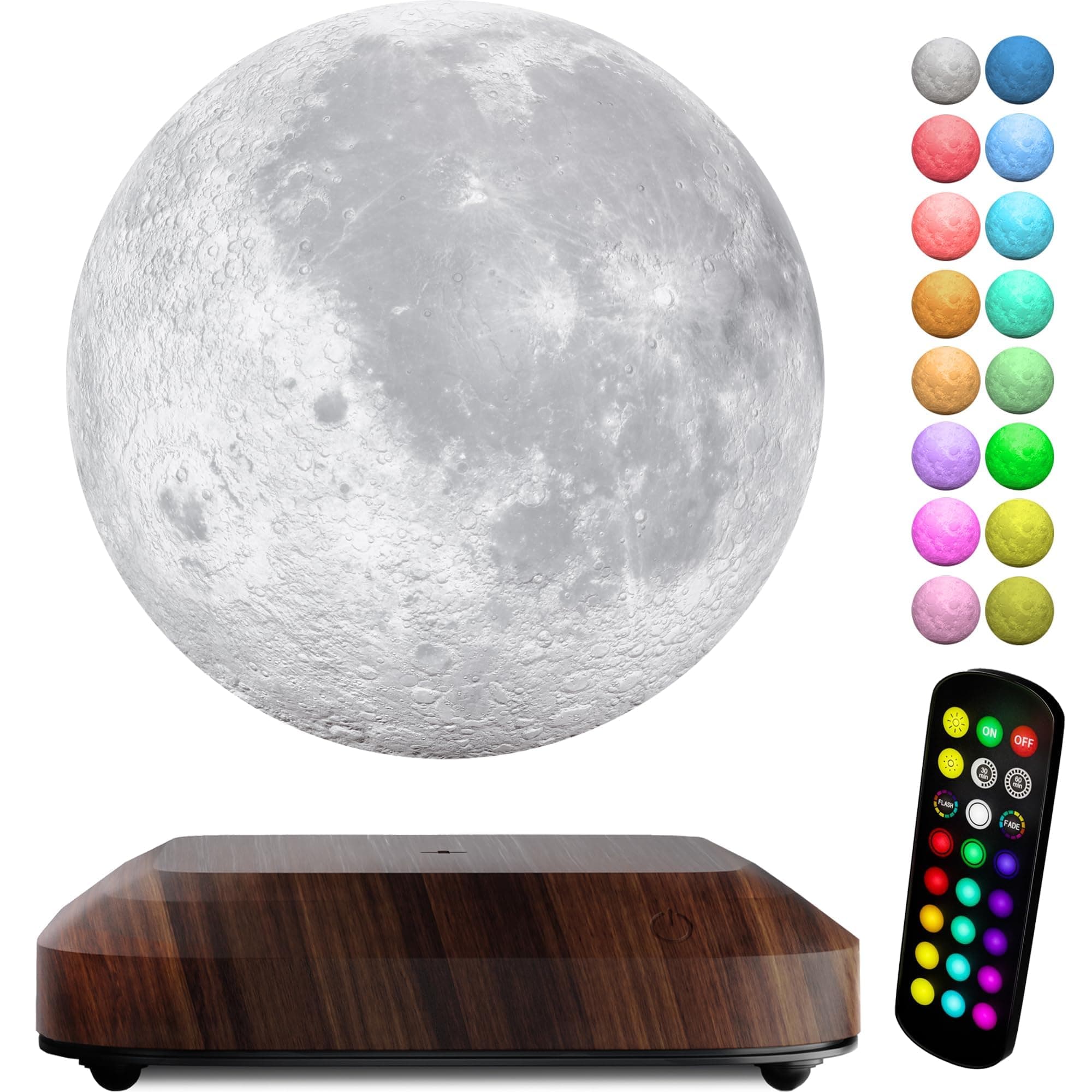 LEVINA Floating Moon Lamp - Levitating Moon Night Light Rotating - Realistic Moon Display 16 Color Modes, LED Light - Desk, Bedroom and Nursery Light