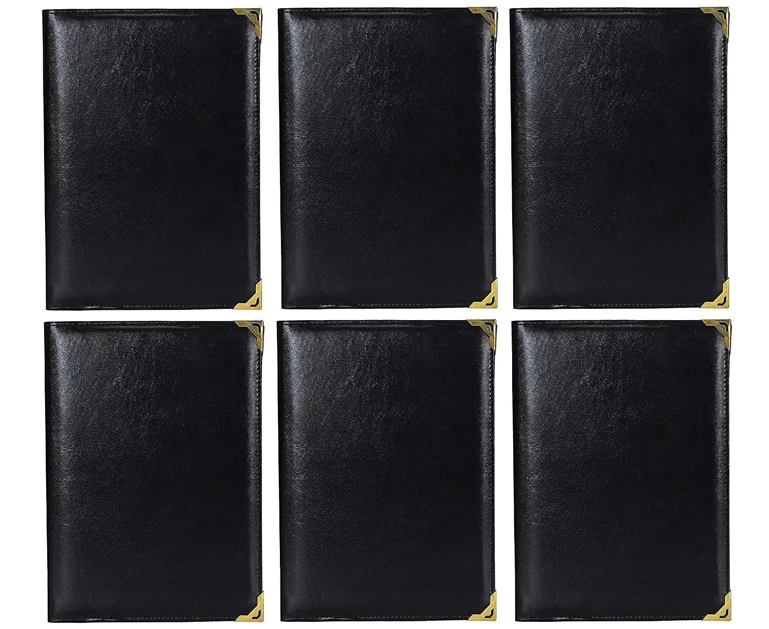 FUTURE X A5 Bill Folder for Restaurant and Hotel with Card and Receipt Holder, Business File Folder, Document Holder, Portfolio/Organizer/Planner (Pack of 6)_A, Black