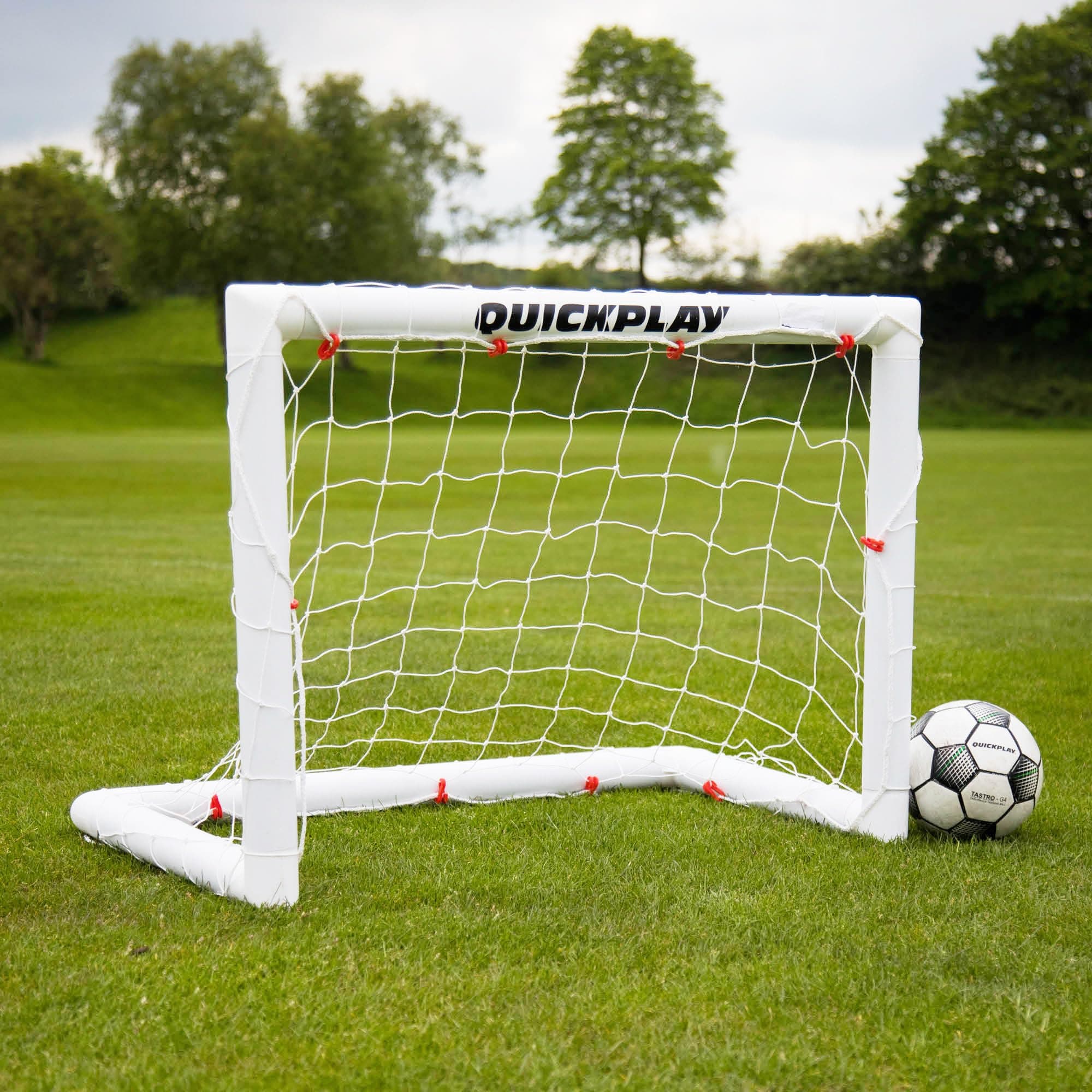 - QUICKPLAY Q-Fold Soccer Goal | 30-Second Folding Design for Easy Setup | Portable & Weatherproof uPVC Soccer Goal for Backyard | Durable Post for Adults & Kids