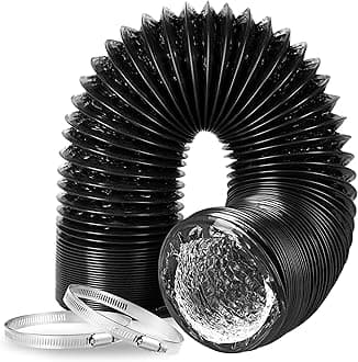 Dryer Vent Hose, 10" Insulated Flexible Duct 8FT with 2 Clamps, Heavy Duty Four Layer Protection for Heating Cooling Ventilation and Exhaust, Black