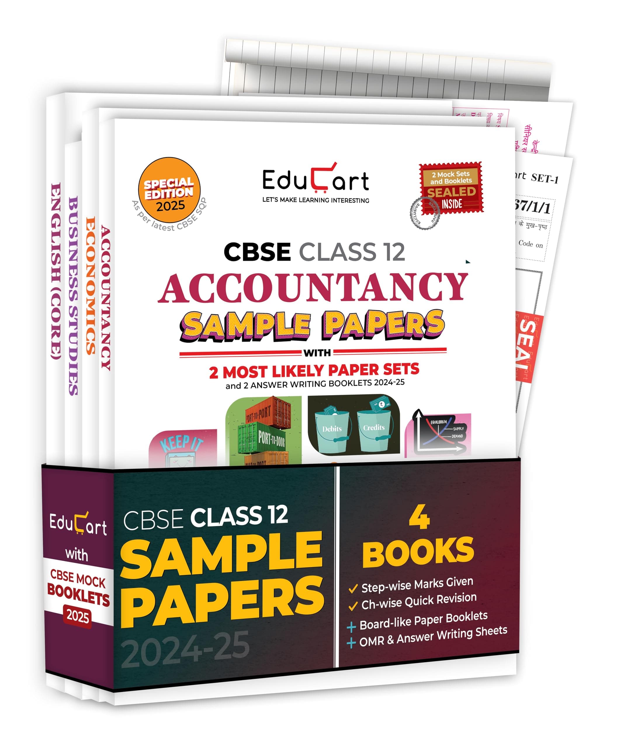 Educart CBSE Sample Question Papers Class 12 Accountancy, Business Studies, Economics & English (Set of 4 Books) For 2025 Exam
