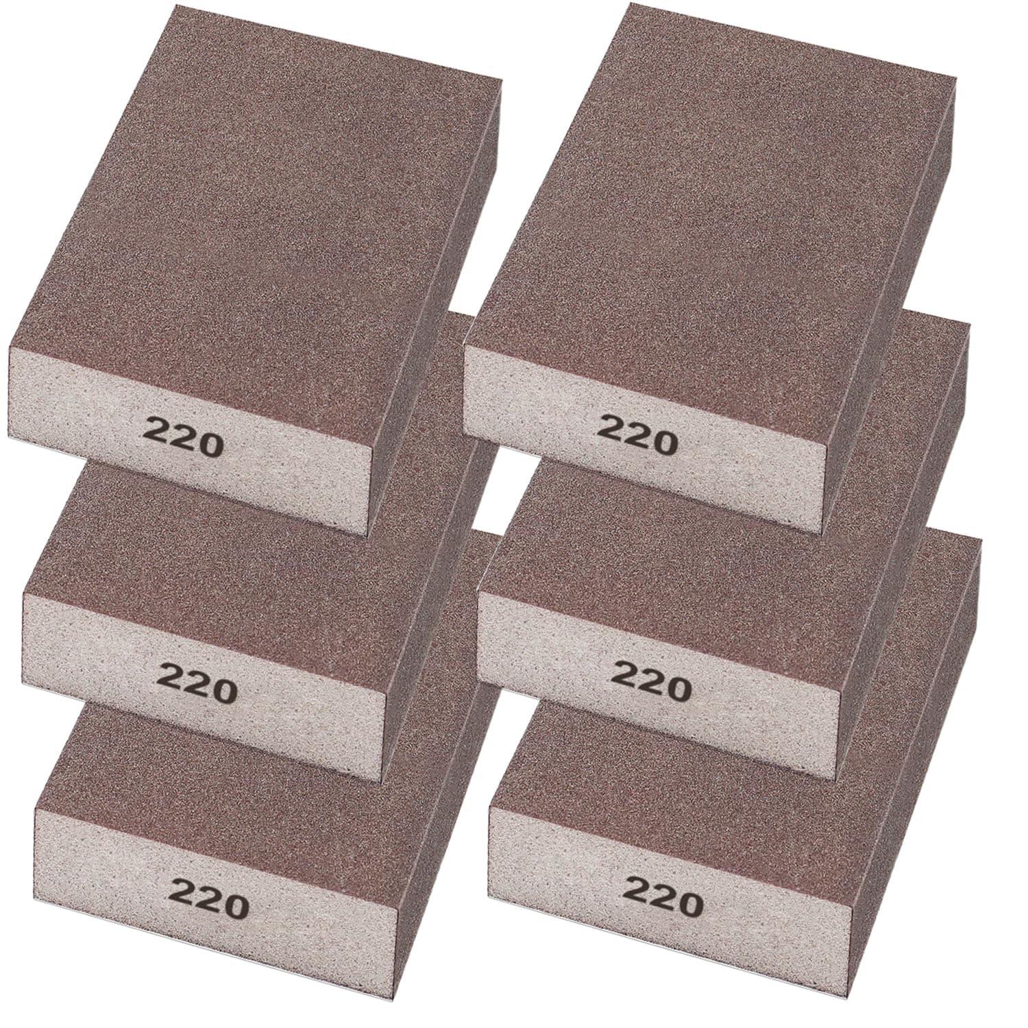 6 Pack Sanding Sponge,220 Grit Drywall Sanding Blocks,Washable and Reusable Sandpaper Block for Wood Furniture,Wall,Pot,Sheetrock,Metal and Brush Sanding