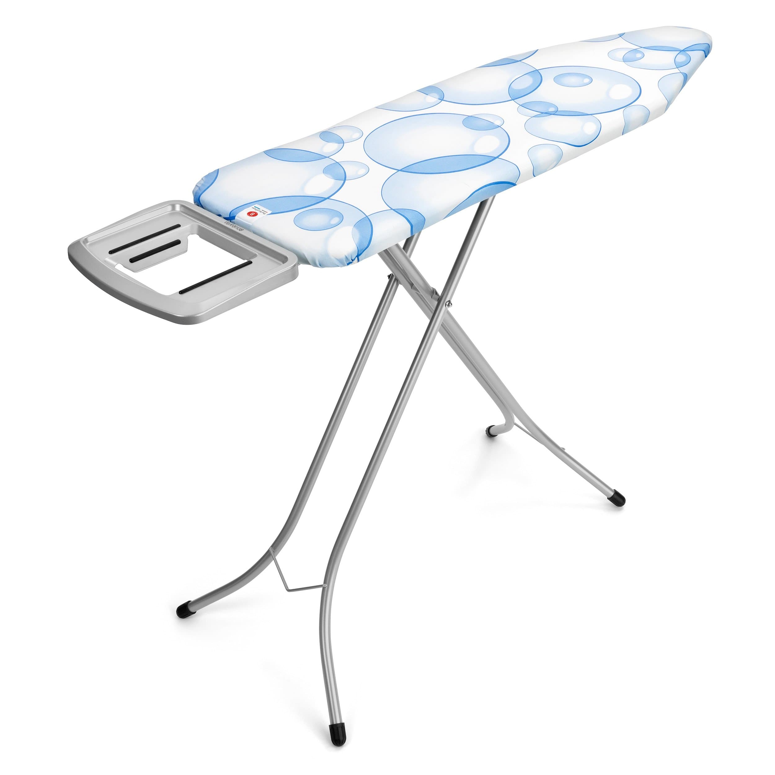 Brabantia - Ironing Board B - with Solid Steam Iron Rest - Triple-Layer PerfectFlow Cover - Adjustable in Height - Non-Slip Rubber Feet - Foldable - Bubbles - 124x38 cm