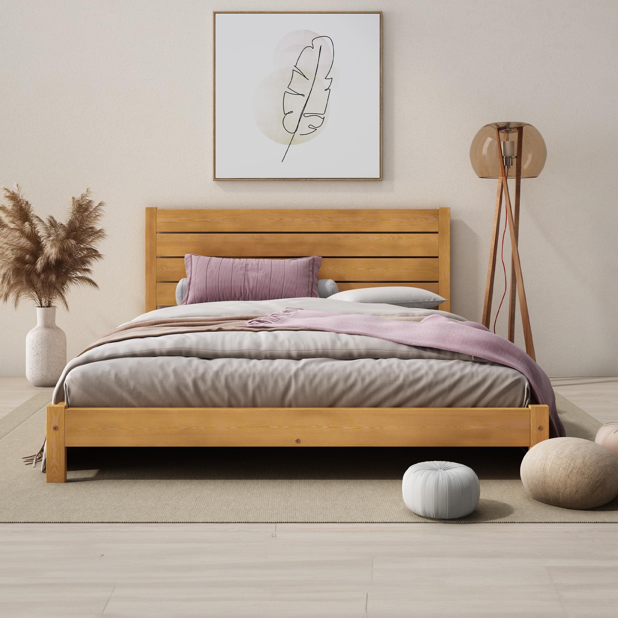 Single Bed Frame 3ft – Solid Pine Wooden Bed Frame for Adults, F15 Easy Assemble Bed with Sturdy Slats, Comfortable Bedroom Furniture | (Alder)